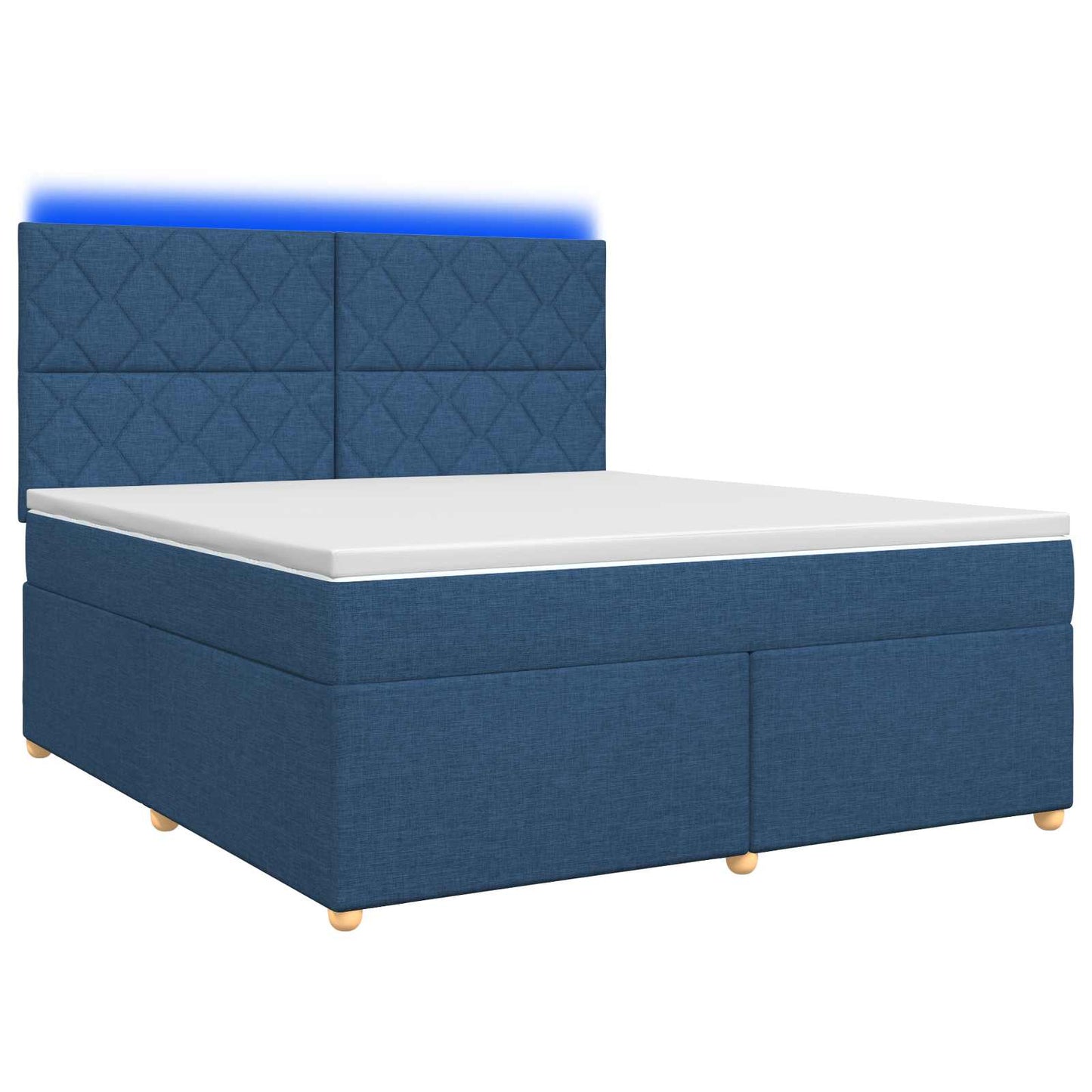 vidaXL Κρεβάτι box spring με στρώμα Μπλε 140 x 200 cm Ύφασμα