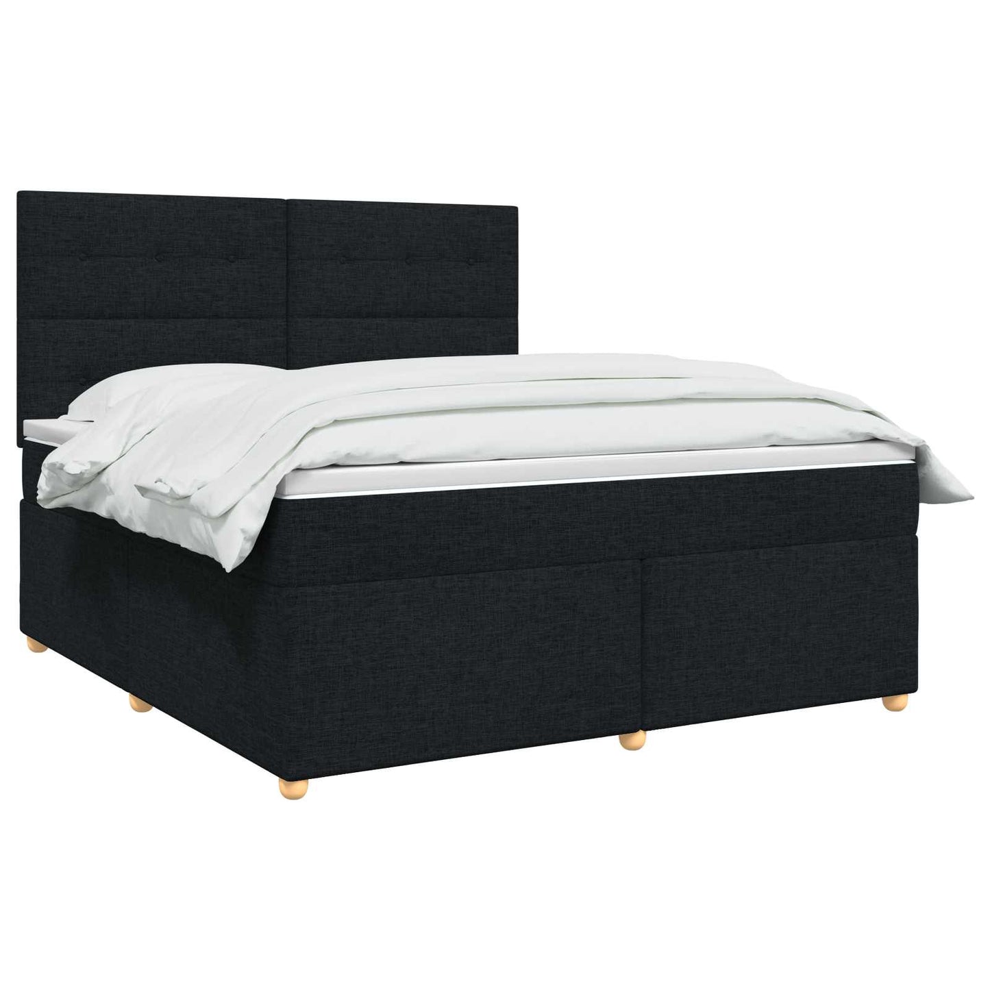 vidaXL Κρεβάτι box spring με στρώμα Μαύρο 160 x 200 cm Ύφασμα