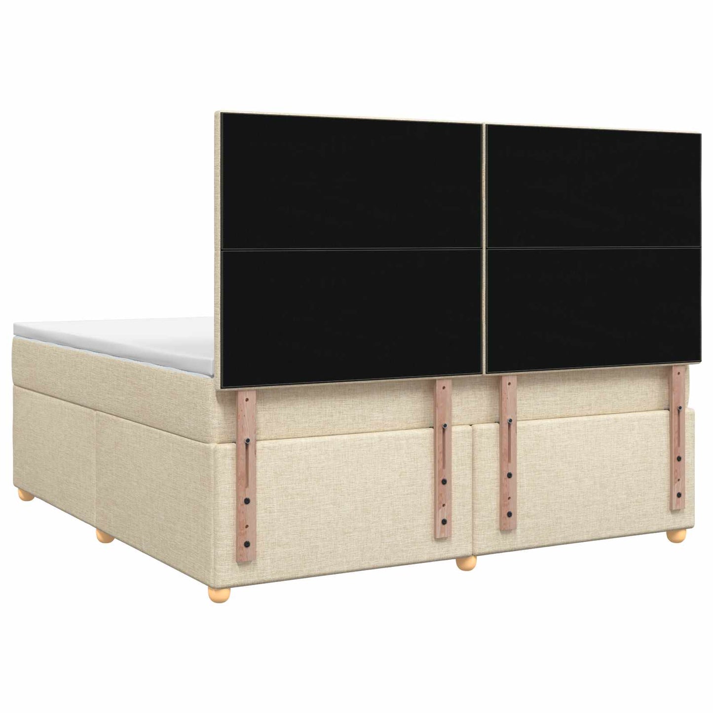vidaXL Κρεβάτι box spring με στρώμα Κρεμ 160 x 200 cm Ύφασμα