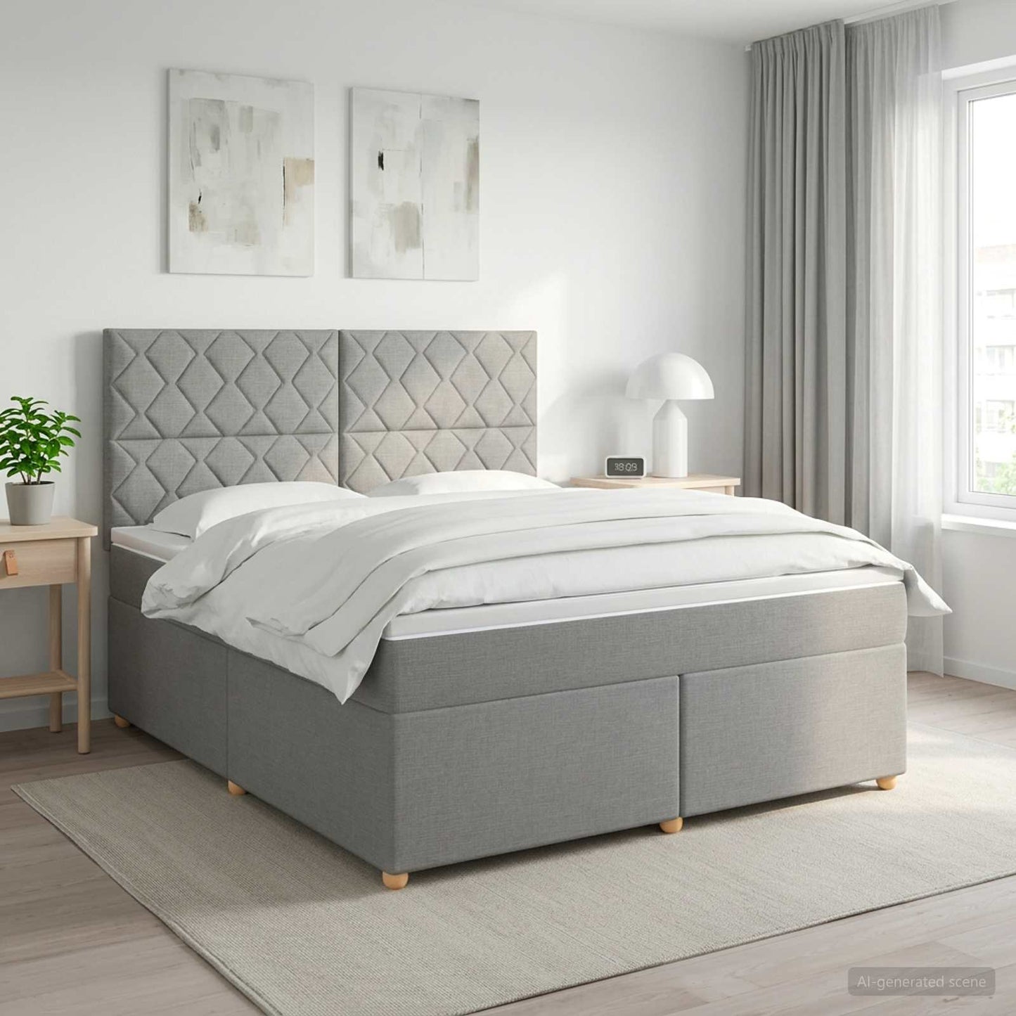 vidaXL Κρεβάτι box spring με στρώμα Ανοιχτό γκρι 140 x 200 cm Ύφασμα