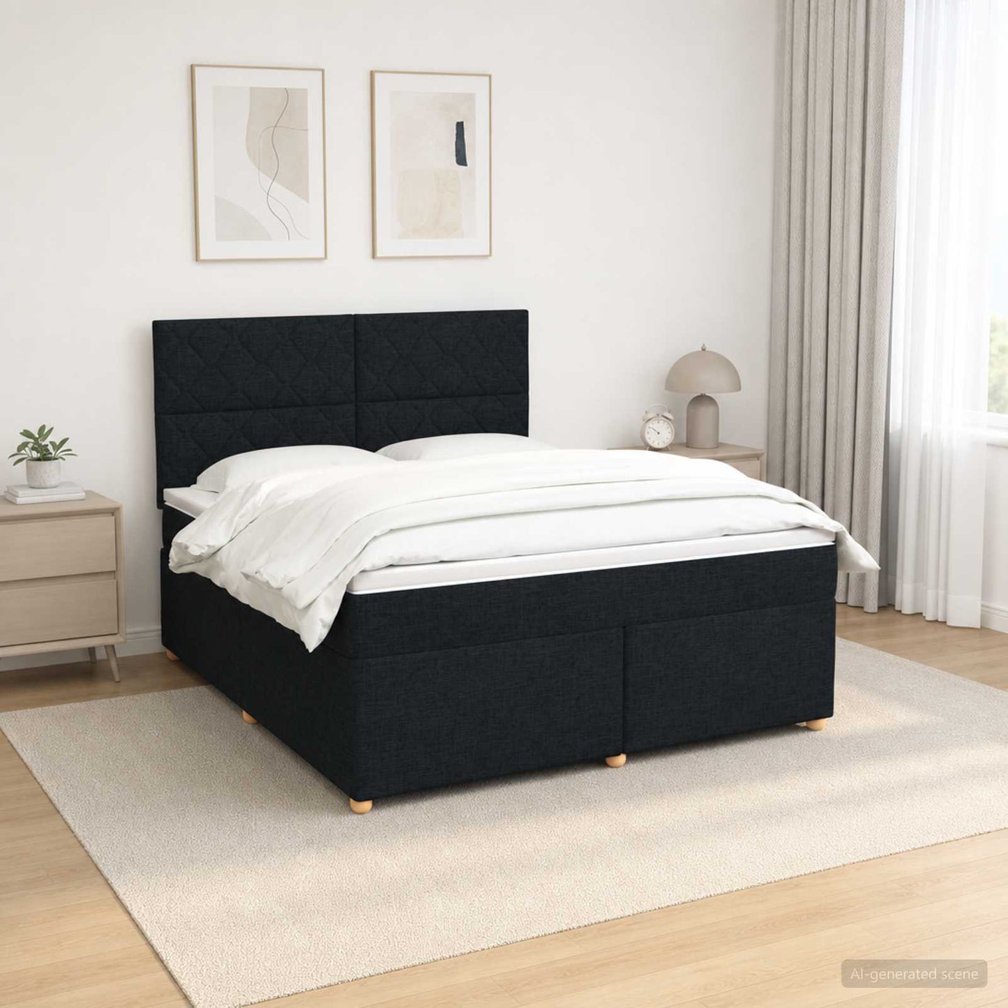 vidaXL Κρεβάτι box spring με στρώμα Μαύρο 160 x 200 cm Ύφασμα