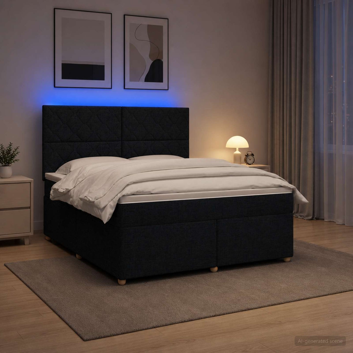 vidaXL Κρεβάτι box spring με στρώμα Μαύρο 160 x 200 cm Ύφασμα