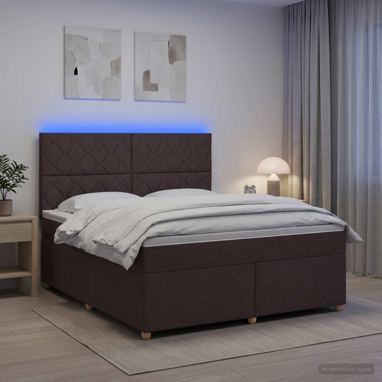 vidaXL Κρεβάτι box spring με στρώμα Σκούρο Καφέ 140 x 190 cm Ύφασμα