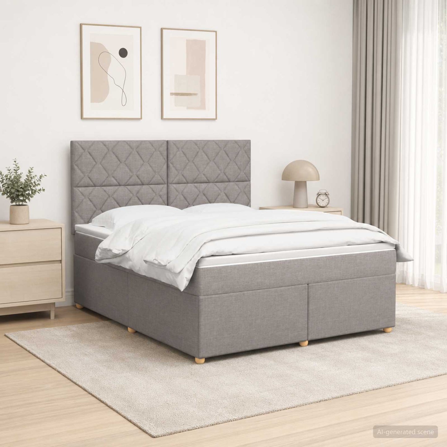 vidaXL Κρεβάτι box spring με στρώμα Taupe 140 x 200 cm Ύφασμα