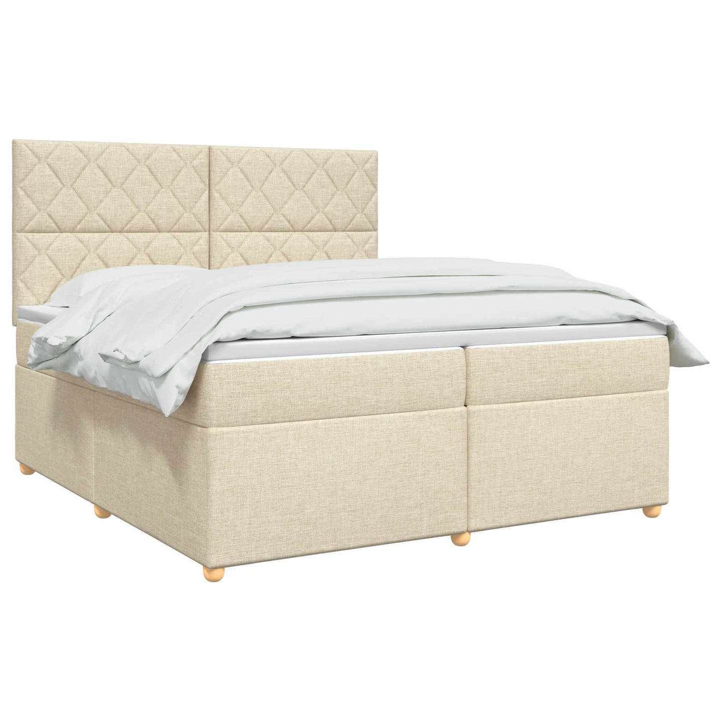 vidaXL Κρεβάτι box spring με στρώμα Κρεμ 200 x 200 cm Ύφασμα