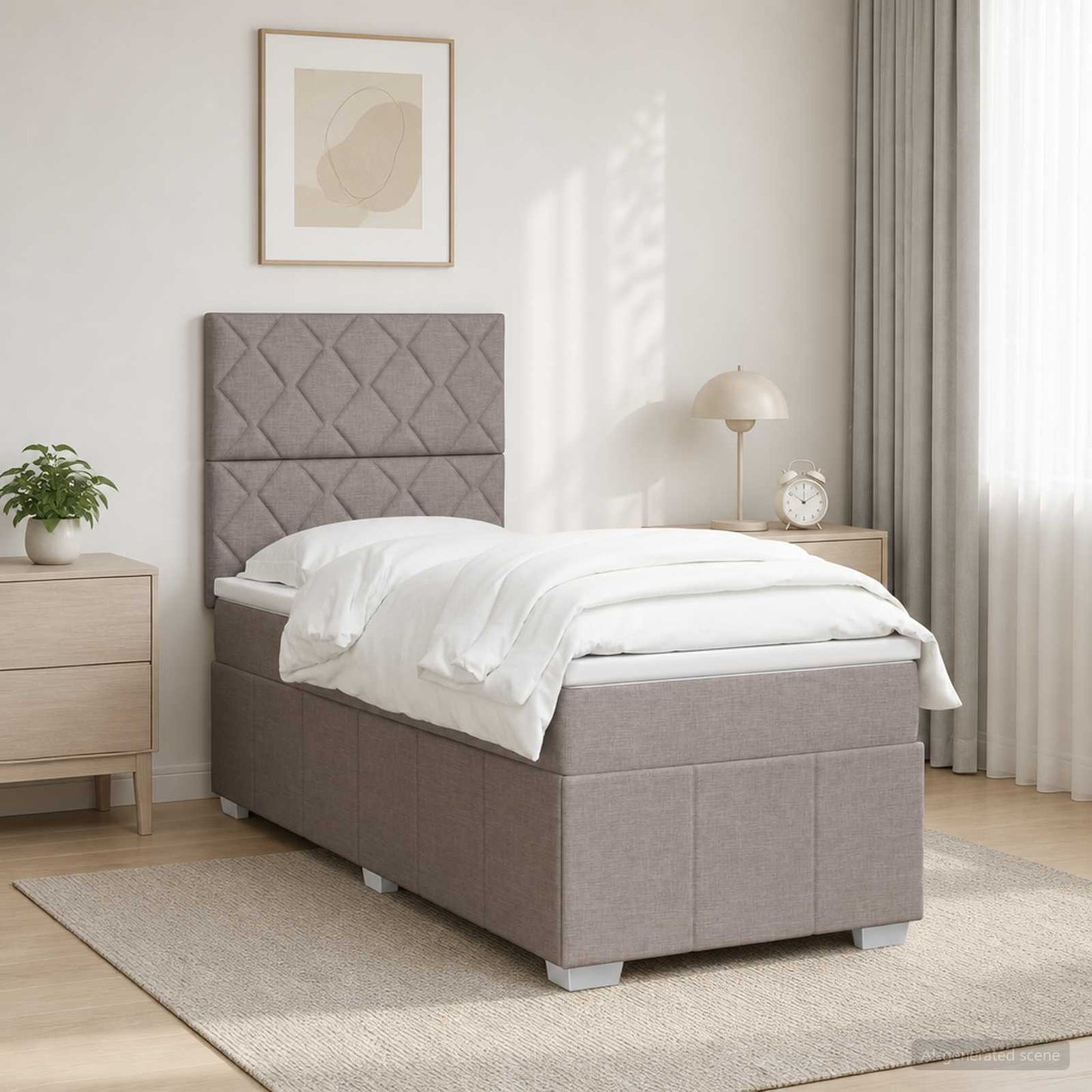 vidaXL Κρεβάτι με κουτί ελατηρίου LED και στρώμα Taupe 90 x 200 cm