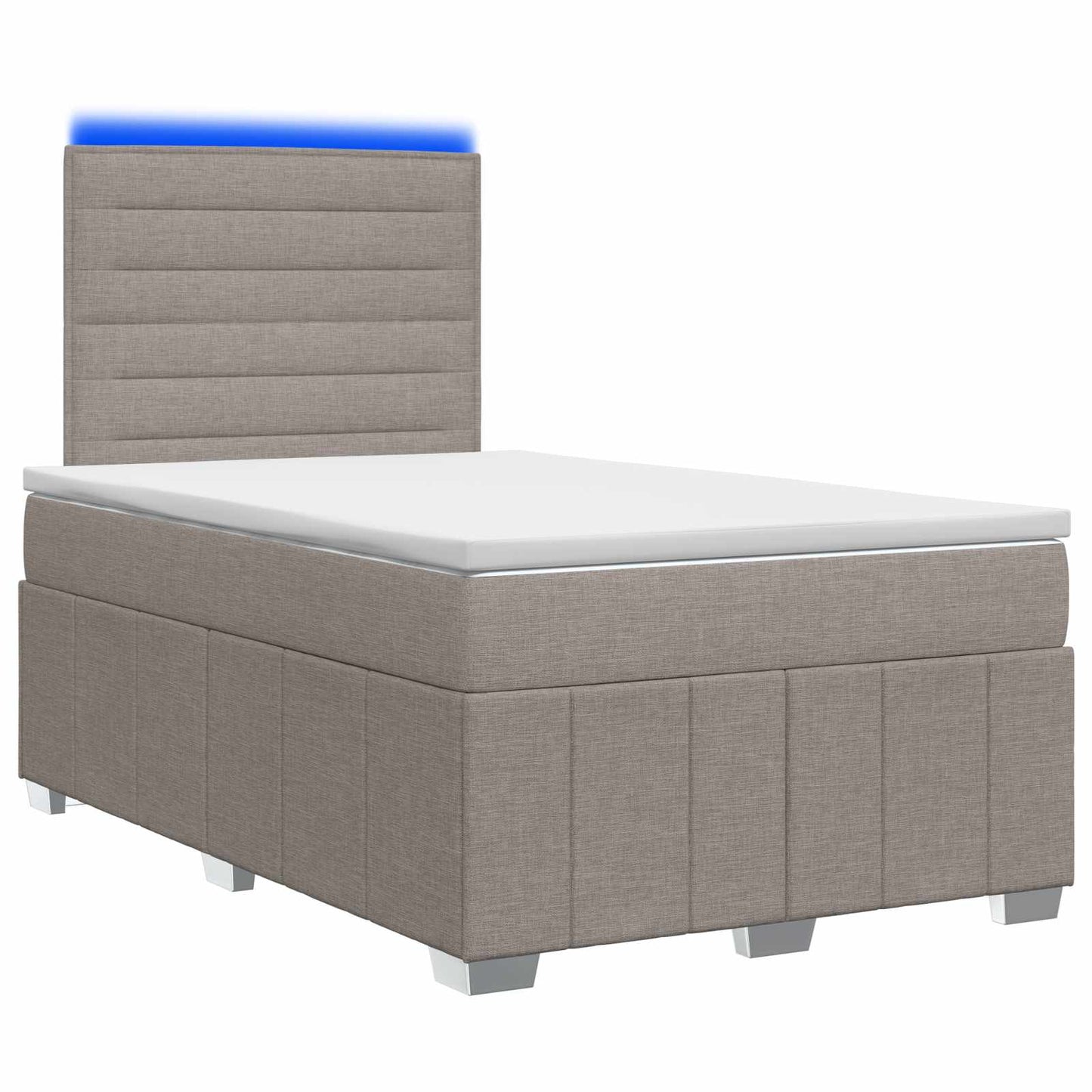 vidaXL Κρεβάτι με κουτί ελατηρίου LED και στρώμα Taupe 120 x 190 cm