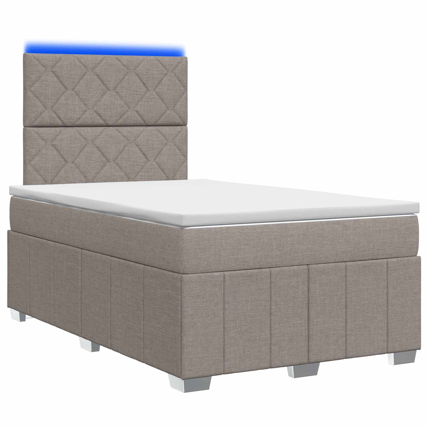 vidaXL Κρεβάτι με κουτί ελατηρίου LED και στρώμα Taupe 120 x 190 cm
