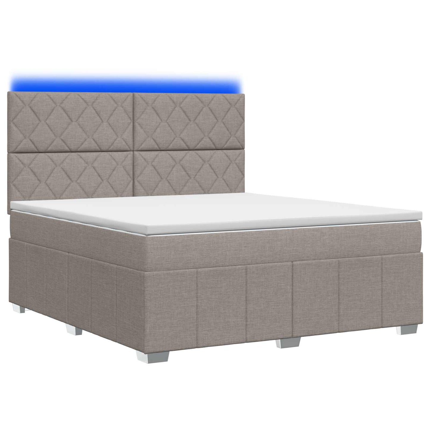vidaXL Κρεβάτι με κουτί ελατηρίου LED και στρώμα Taupe 140 x 200 cm