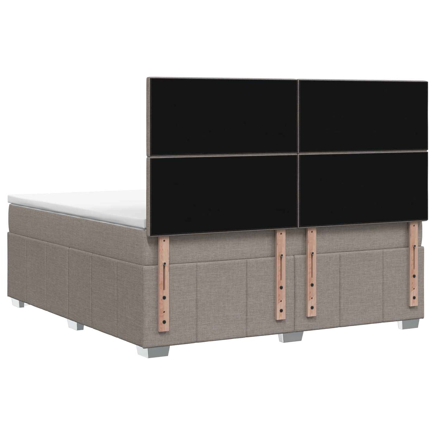 vidaXL Κρεβάτι με κουτί ελατηρίου LED και στρώμα Taupe 160 x 200 cm