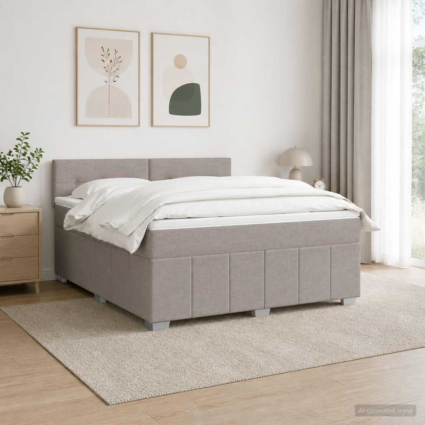 vidaXL Κρεβάτι με κουτί ελατηρίου LED και στρώμα Taupe 180 x 200 cm