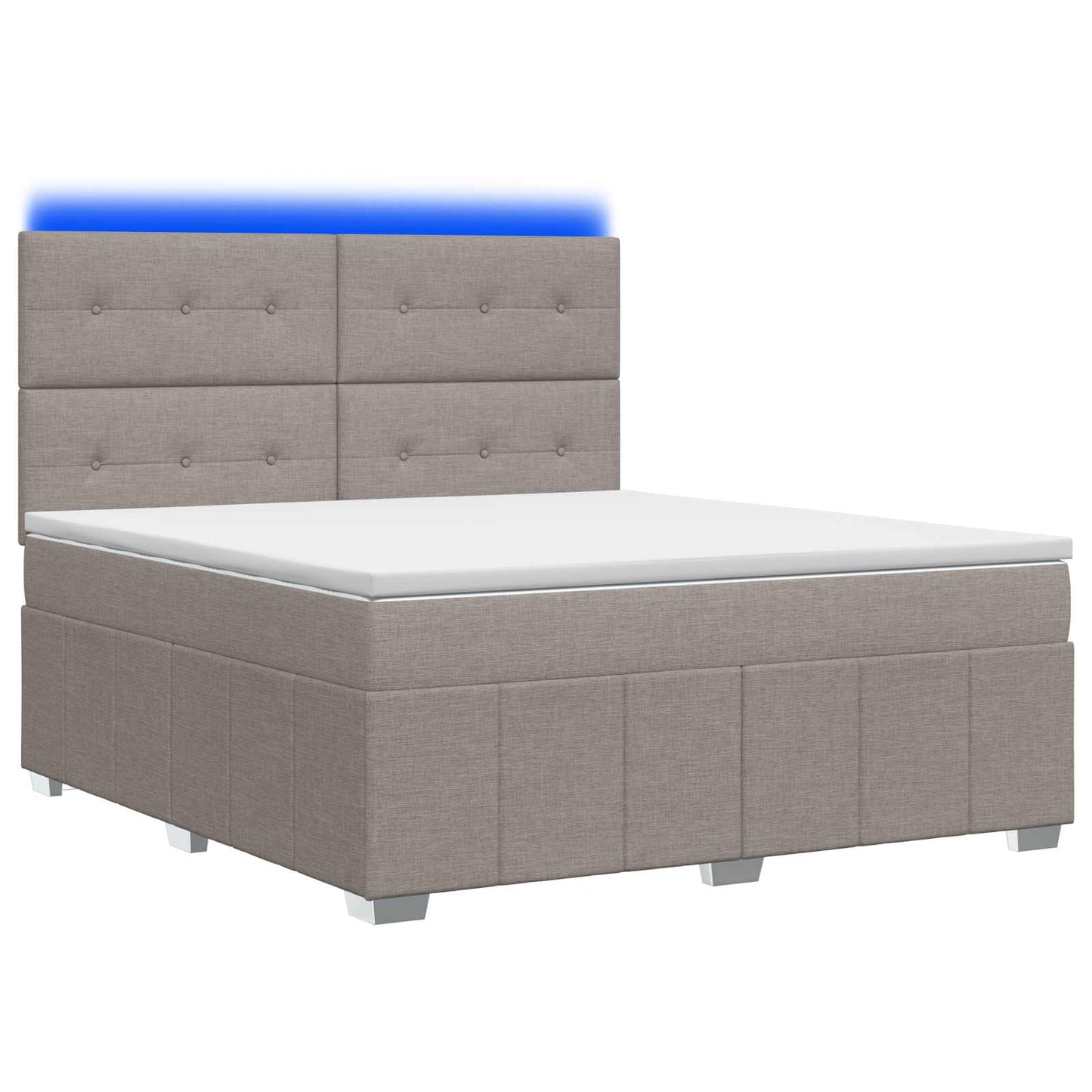 vidaXL Κρεβάτι με κουτί ελατηρίου LED και στρώμα Taupe 180 x 200 cm