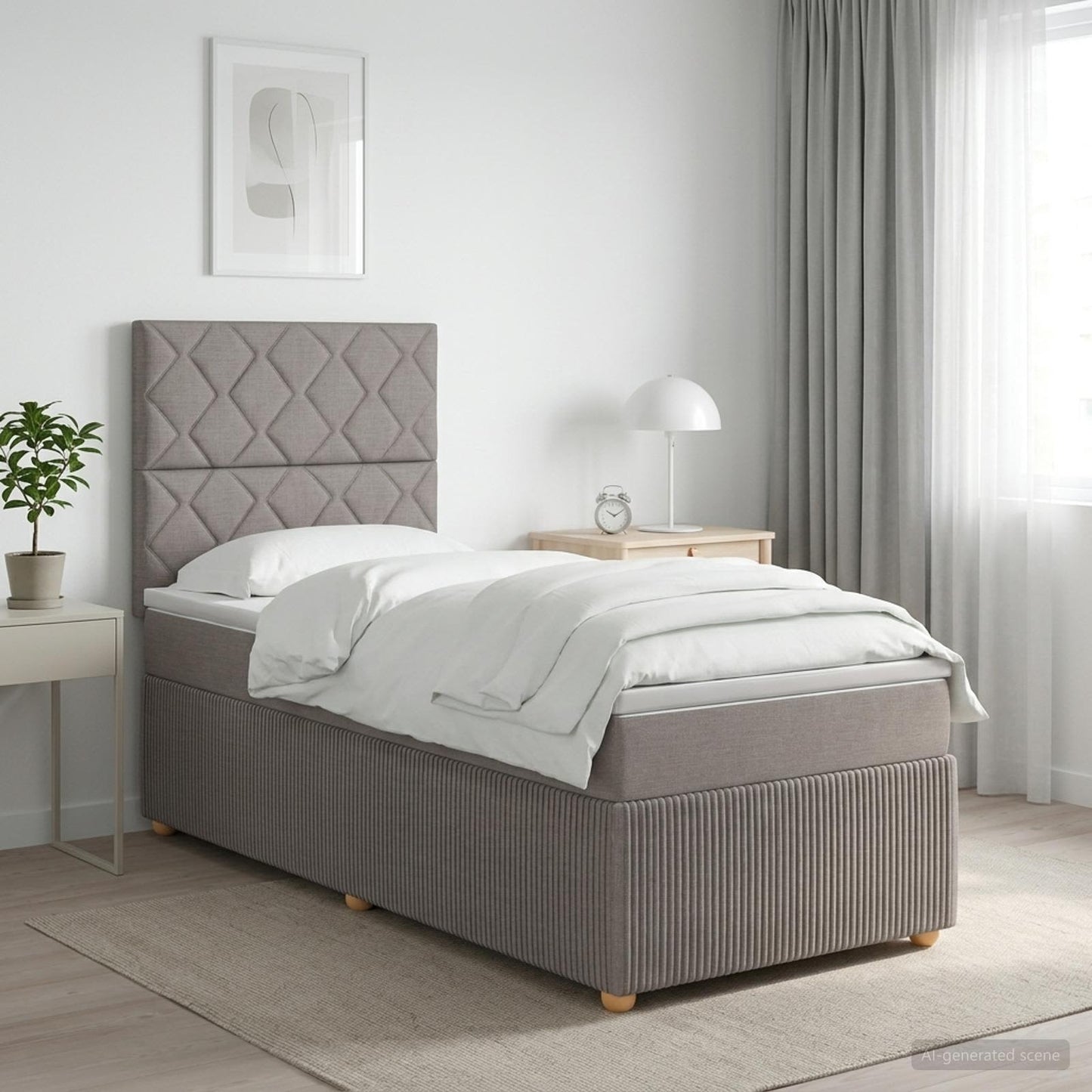 vidaXL Κρεβάτι με κουτί ελατηρίου LED και στρώμα Taupe 80 x 200 cm