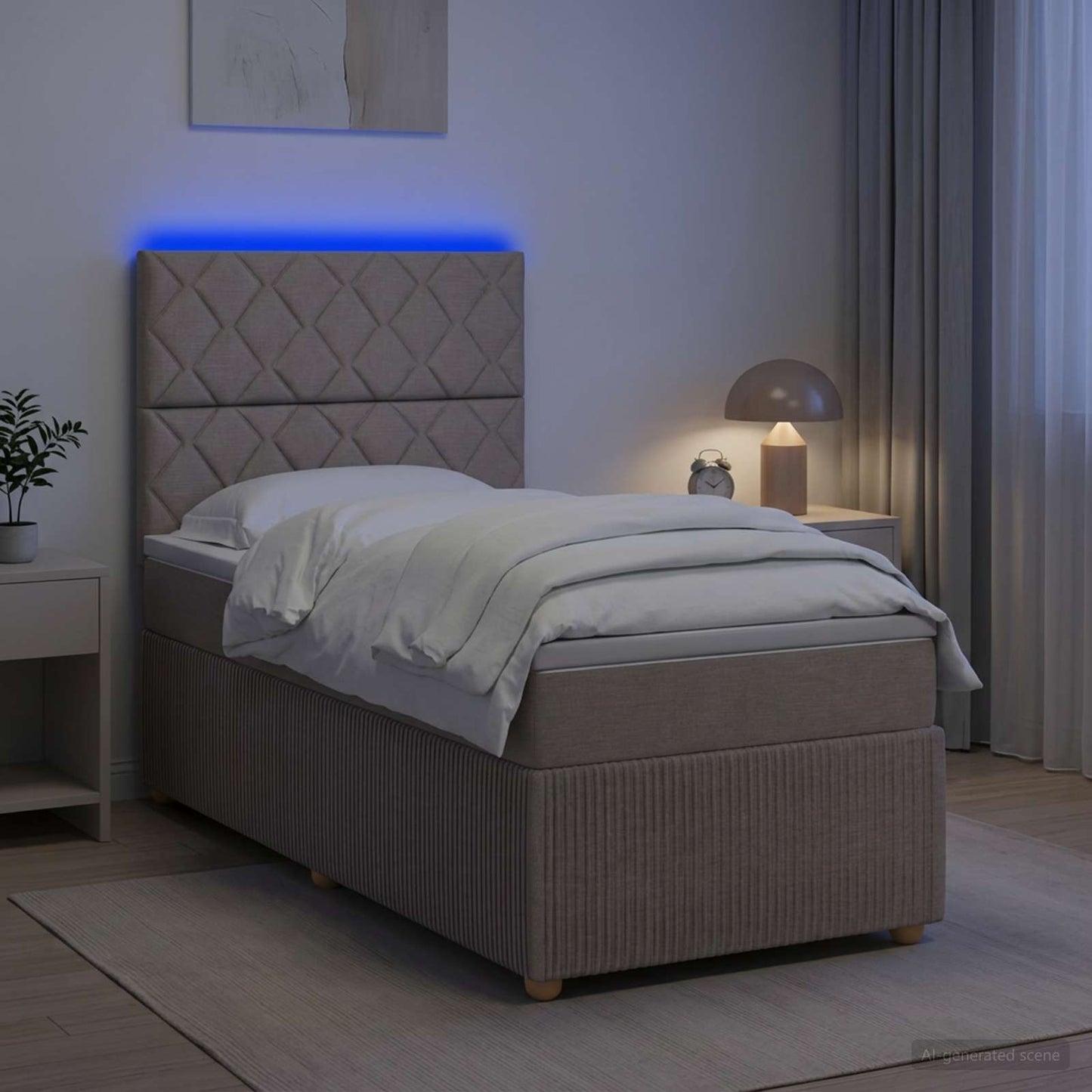 vidaXL Κρεβάτι με κουτί ελατηρίου LED και στρώμα Taupe 80 x 200 cm