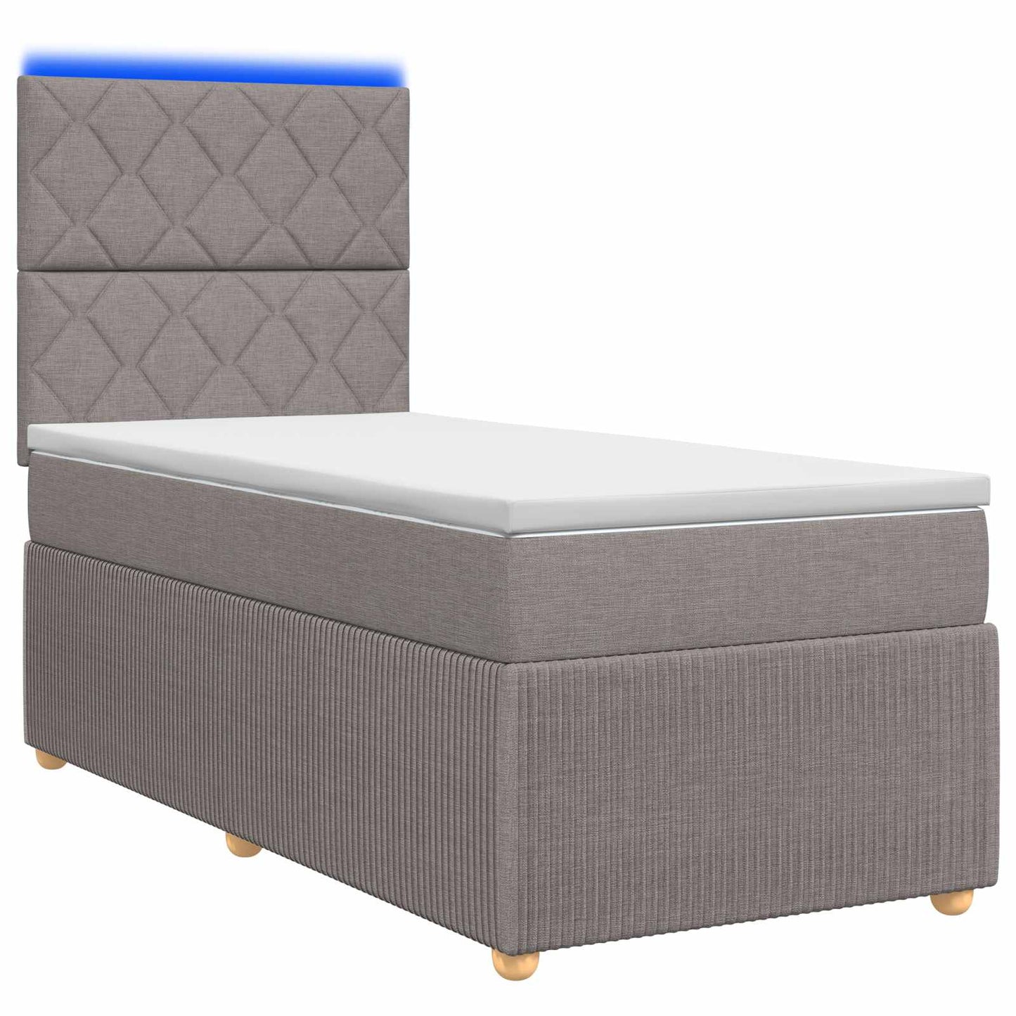 vidaXL Κρεβάτι με κουτί ελατηρίου LED και στρώμα Taupe 80 x 200 cm