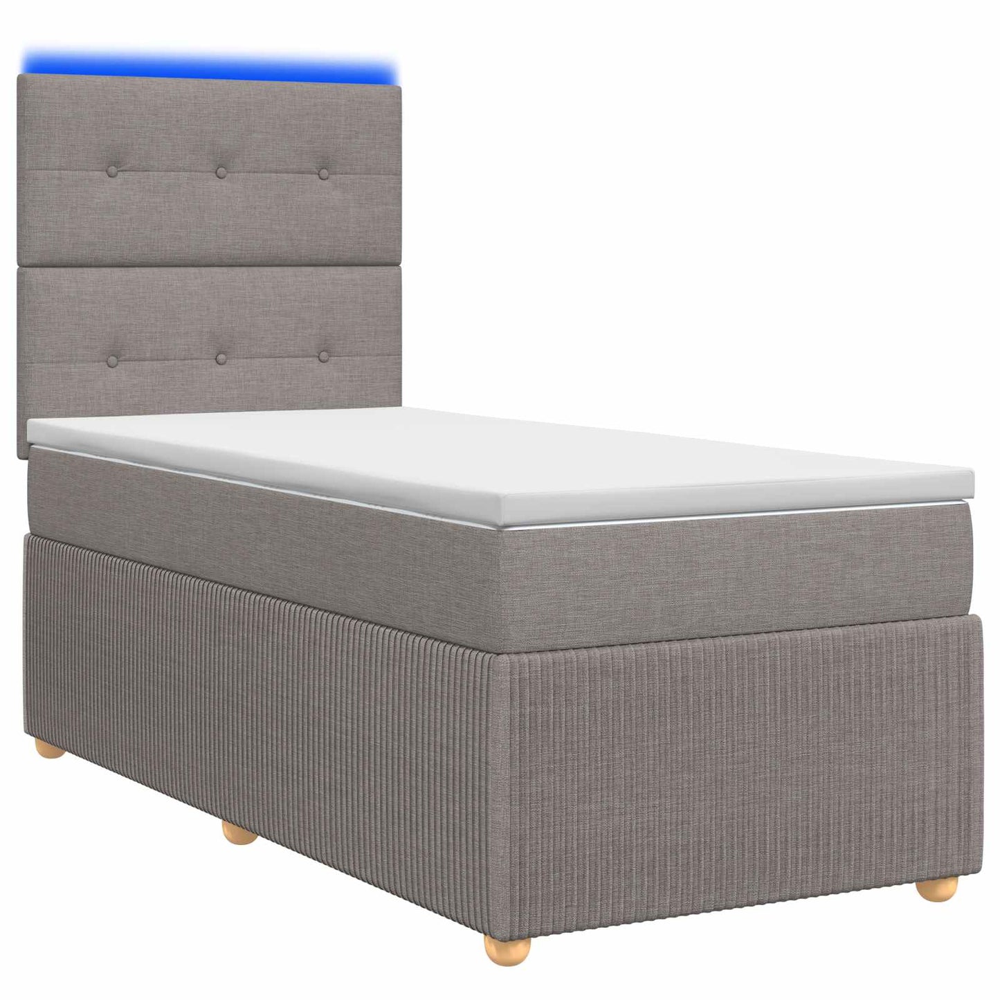 vidaXL Κρεβάτι με κουτί ελατηρίου LED και στρώμα Taupe 100 x 200 cm
