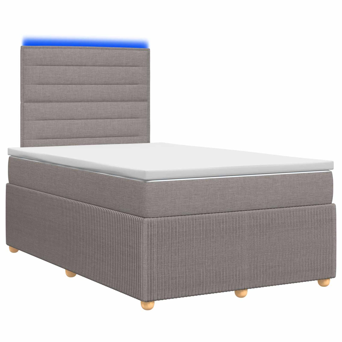 vidaXL Κρεβάτι με κουτί ελατηρίου LED και στρώμα Taupe 120 x 190 cm