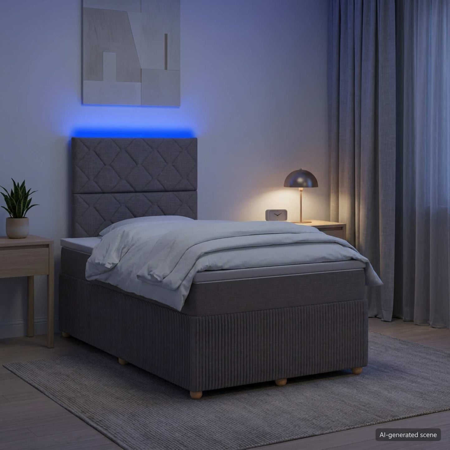 vidaXL Κρεβάτι με κουτί ελατηρίου LED και στρώμα Taupe 120 x 200 cm