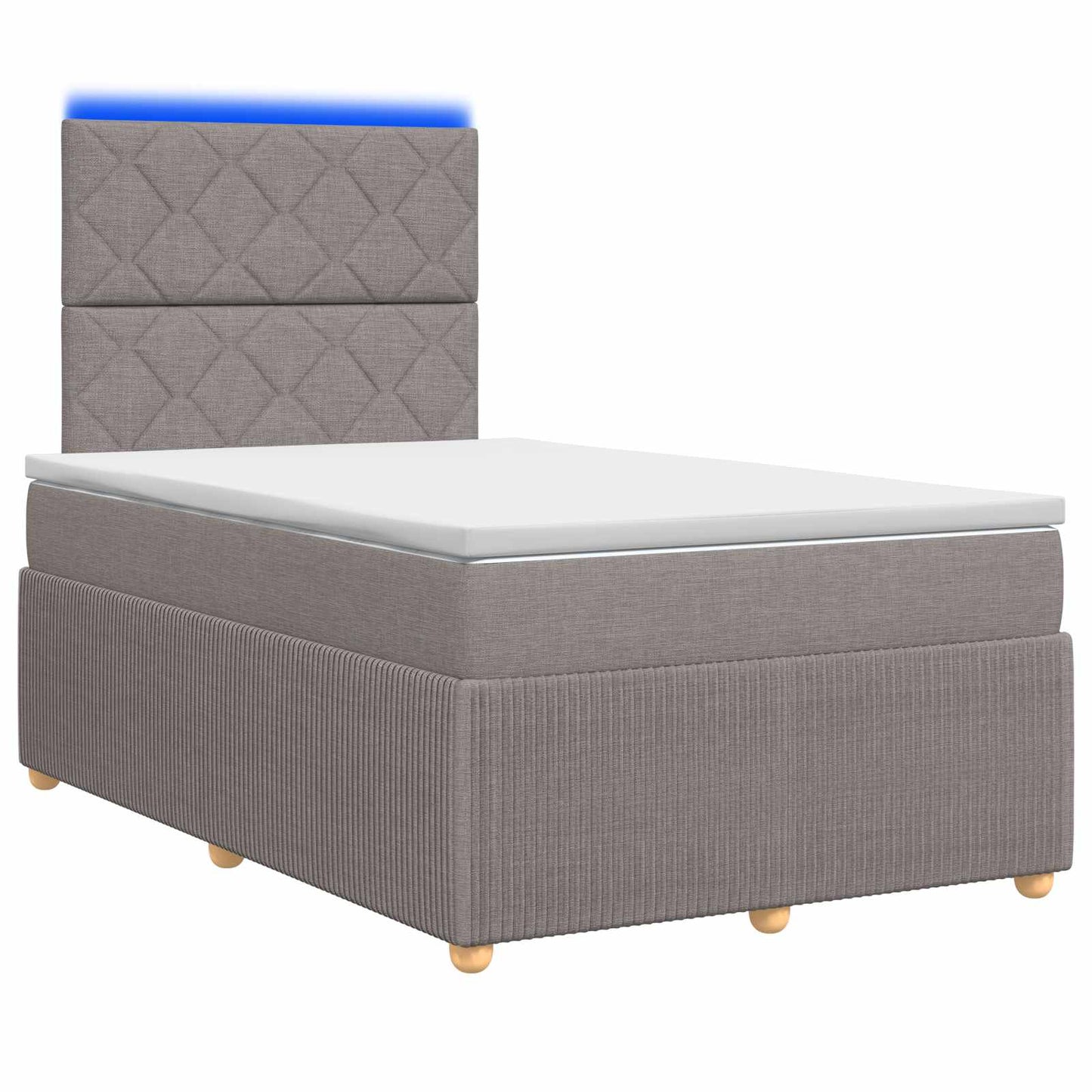 vidaXL Κρεβάτι με κουτί ελατηρίου LED και στρώμα Taupe 120 x 200 cm