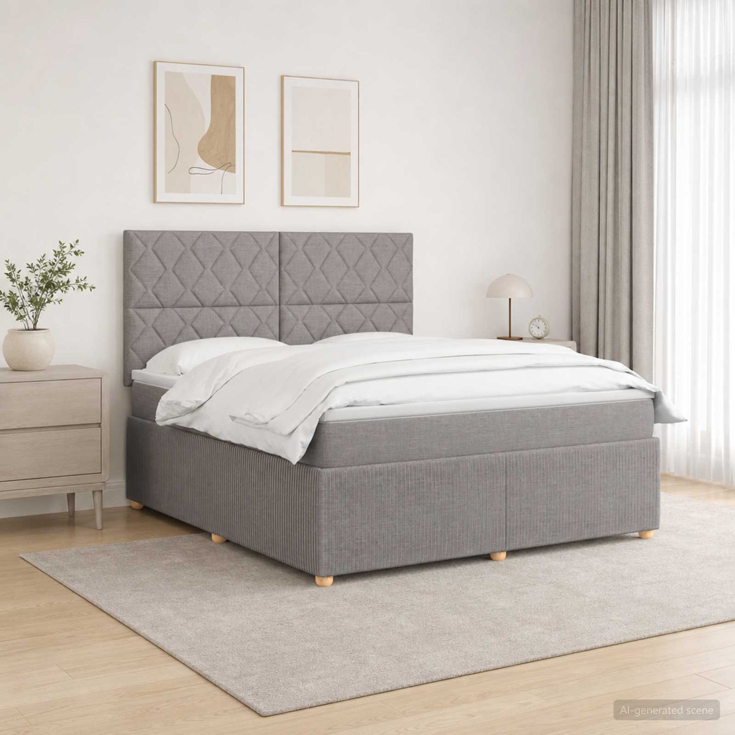vidaXL Κρεβάτι με κουτί ελατηρίου LED και στρώμα Taupe 140 x 200 cm