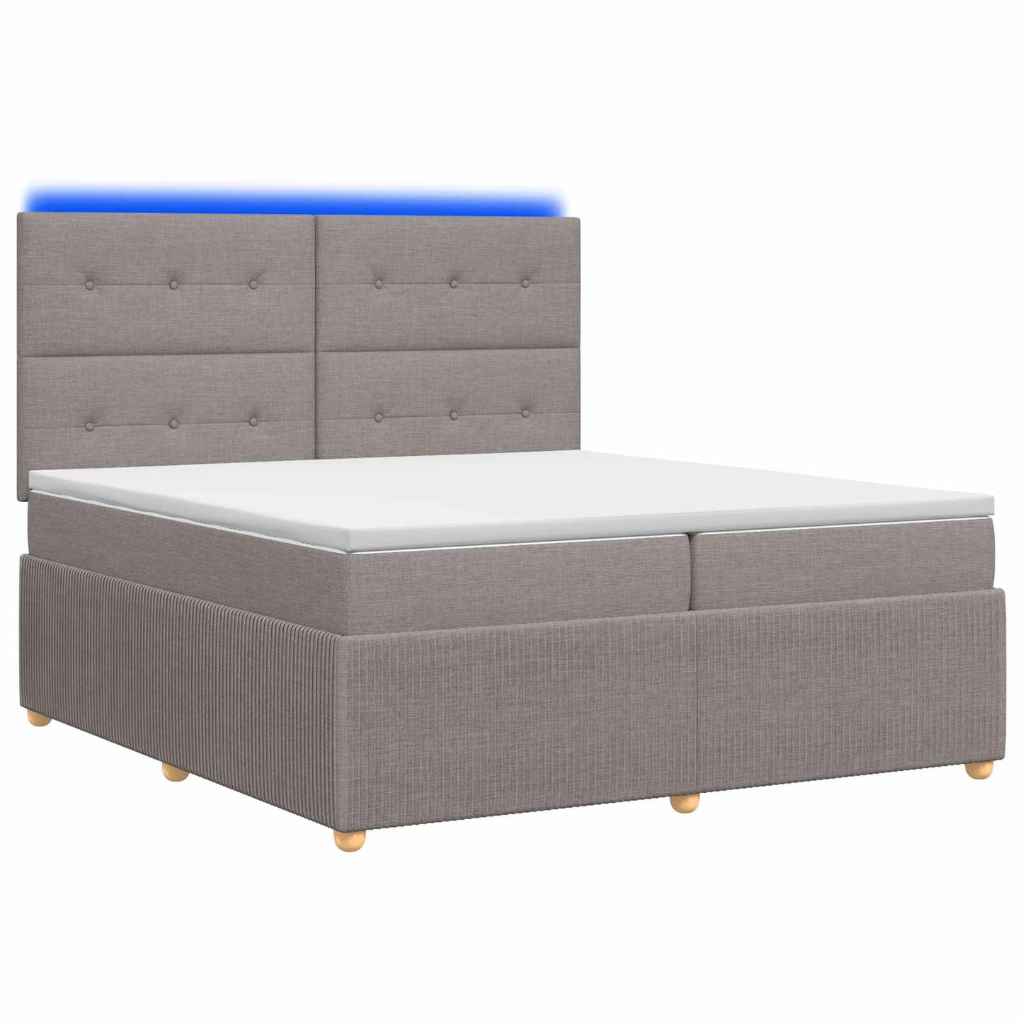 vidaXL Κρεβάτι με κουτί ελατηρίου LED και στρώμα Taupe 200 x 200 cm