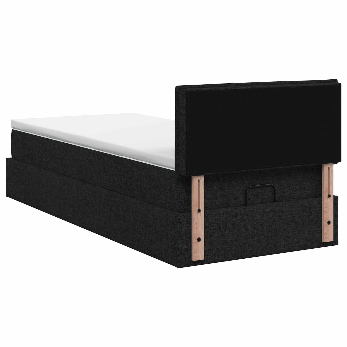 vidaXL Κρεβάτι Ottoman με στρώμα με κεφαλάρι Μαύρο 90 x 200 cm Ύφασμα