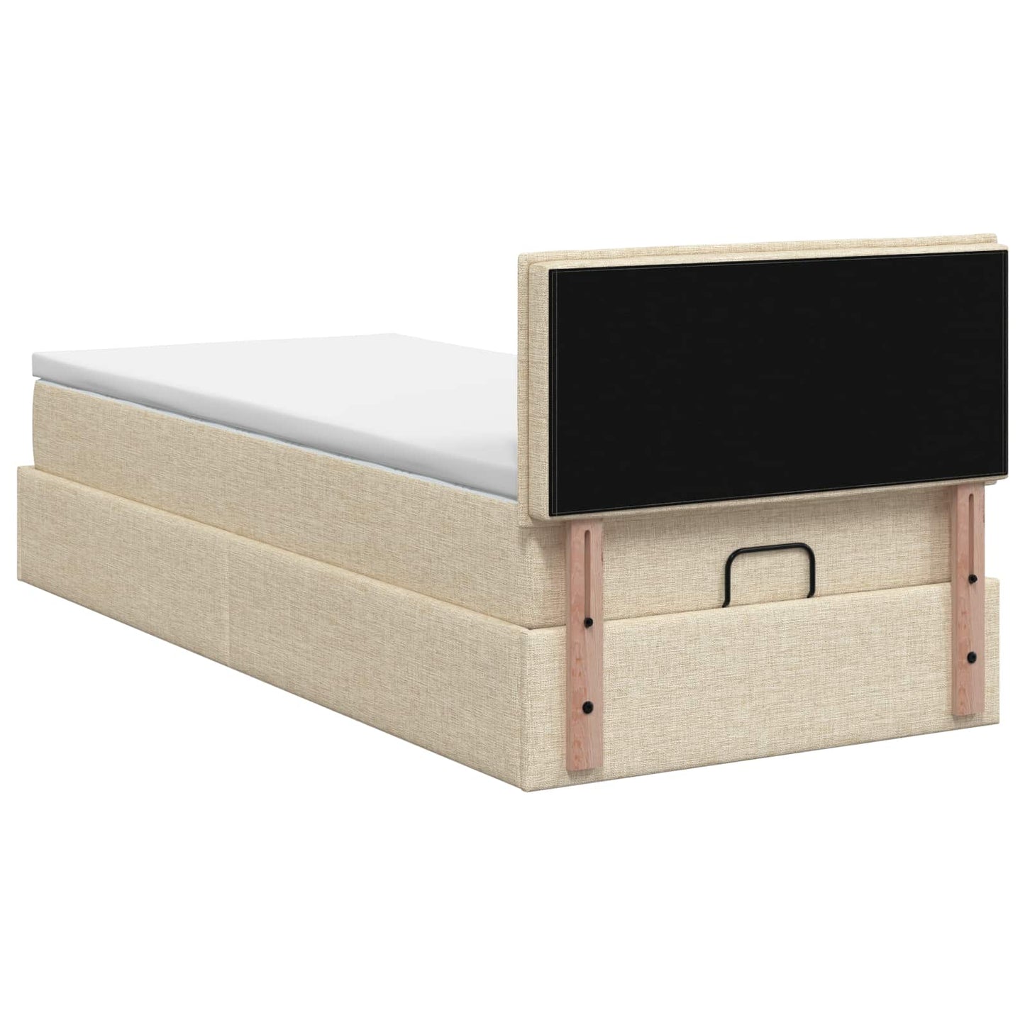 vidaXL Κρεβάτι Ottoman με στρώμα με κεφαλάρι Κρεμ 100 x 200 cm Ύφασμα