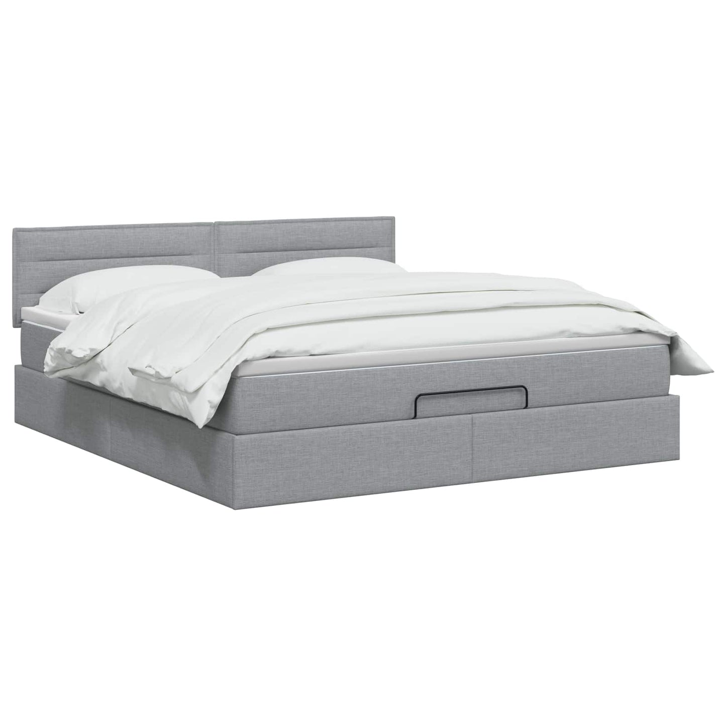 vidaXL Κρεβάτι Ottoman με στρώμα Ανοιχτό γκρι 140 x 190 cm Ύφασμα