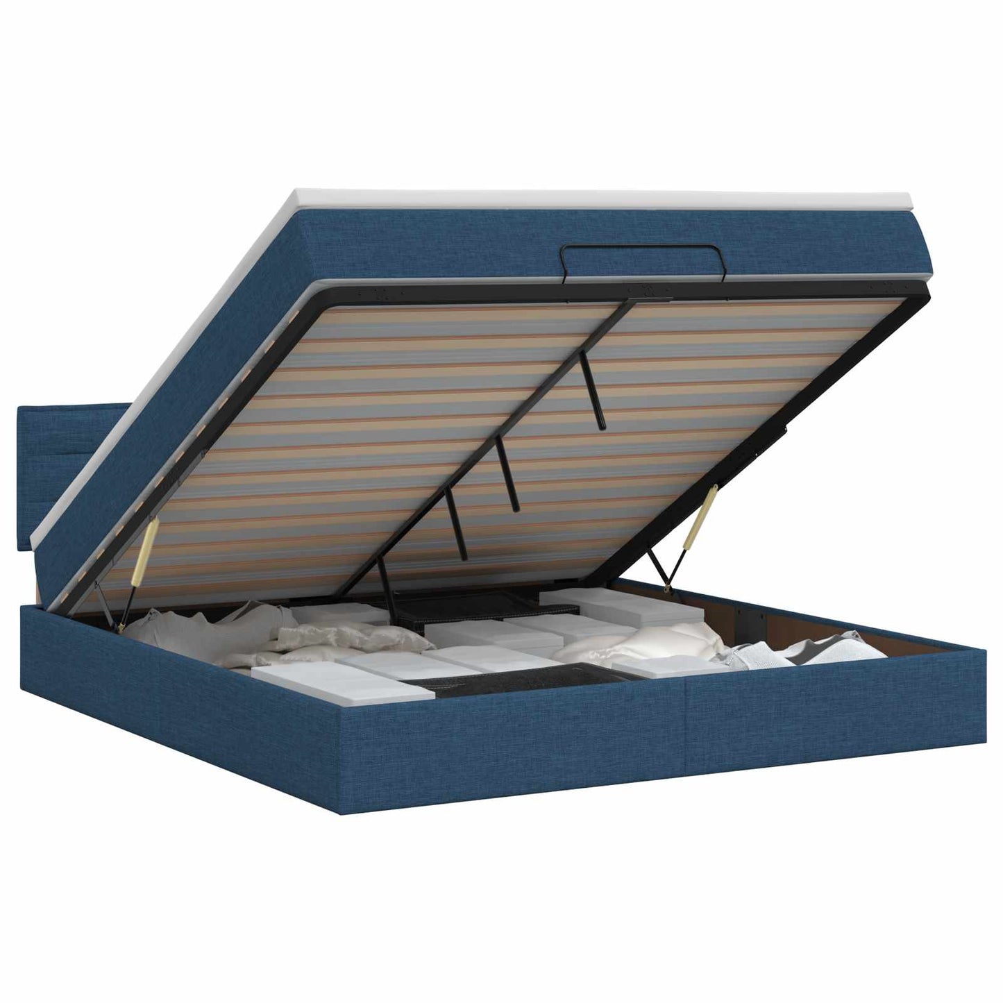 vidaXL Κρεβάτι Ottoman με στρώμα με κεφαλάρι Μπλε 140 x 190 cm Ύφασμα