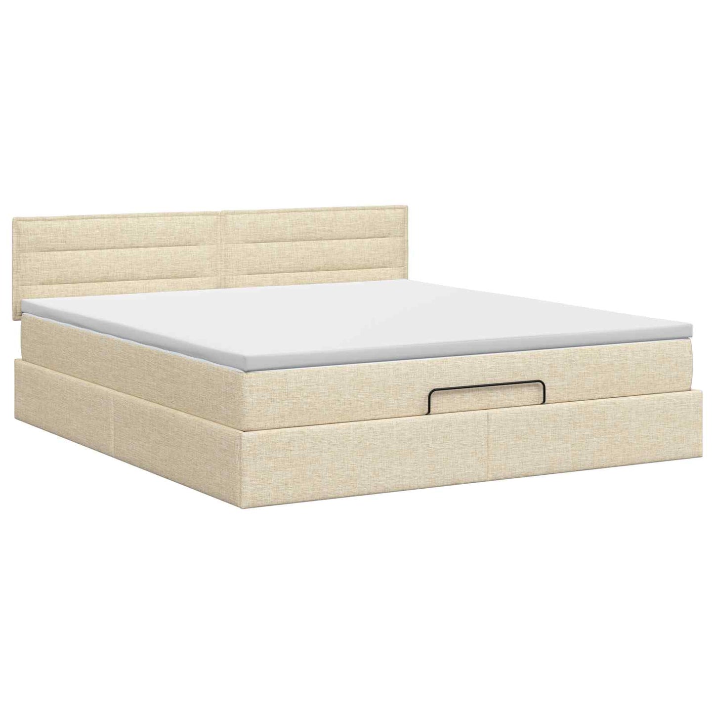 vidaXL Κρεβάτι Ottoman με στρώμα με κεφαλάρι Κρεμ 140 x 200 cm Ύφασμα