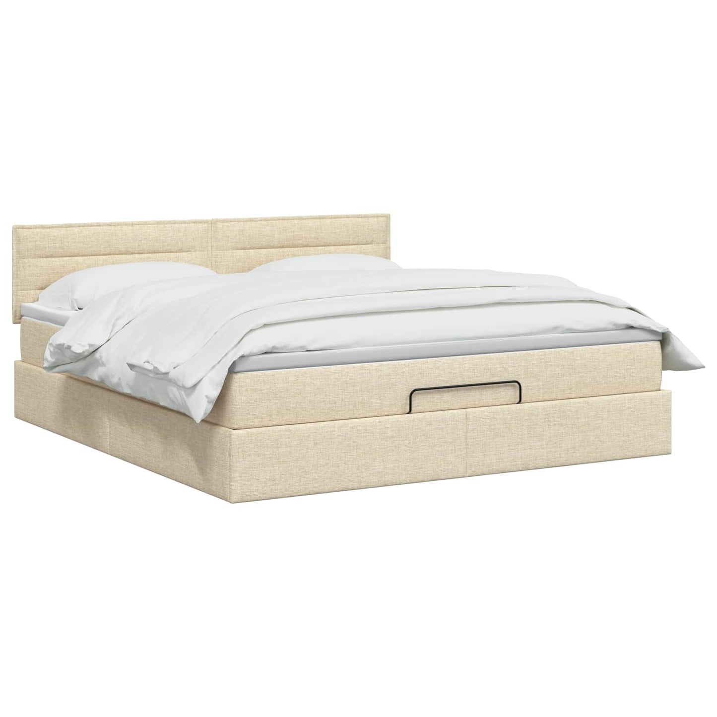 vidaXL Κρεβάτι Ottoman με στρώμα με κεφαλάρι Κρεμ 180 x 200 cm Ύφασμα