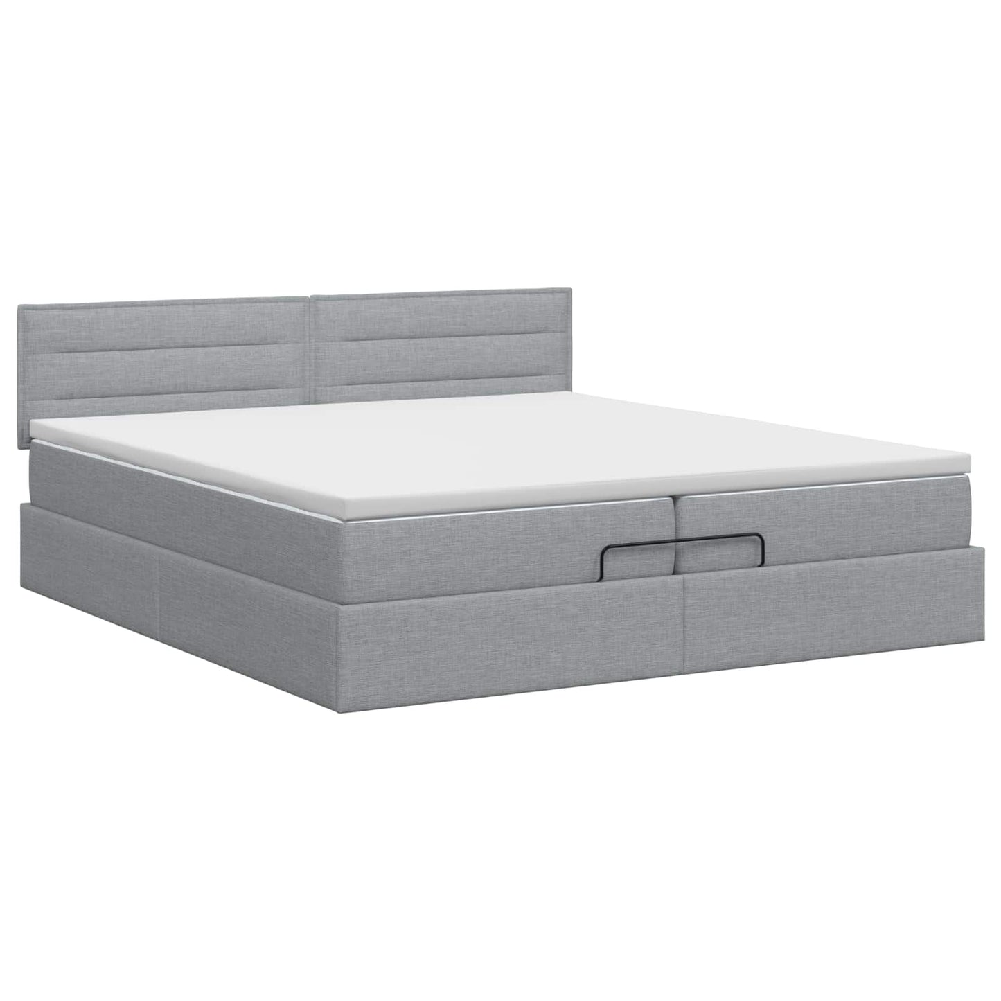 vidaXL Κρεβάτι Ottoman με στρώμα Ανοιχτό γκρι 200 x 200 cm Ύφασμα
