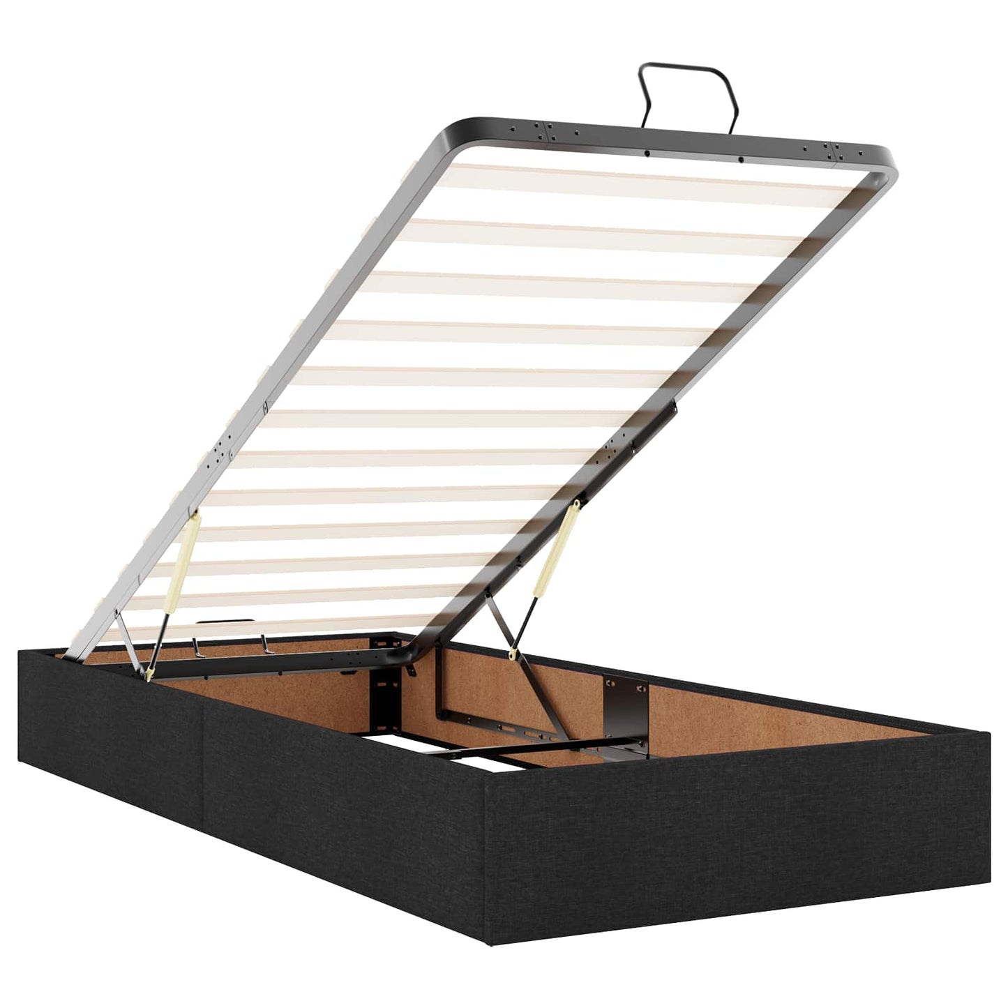 vidaXL Κρεβάτι Ottoman με στρώμα με κεφαλάρι Μαύρο 90 x 190 cm Ύφασμα