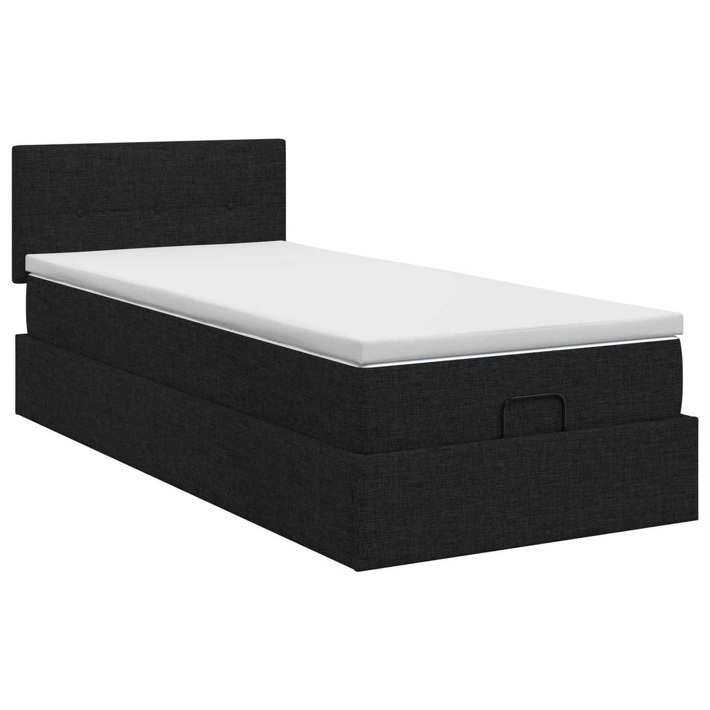 vidaXL Κρεβάτι Ottoman με στρώμα με κεφαλάρι Μαύρο 90 x 190 cm Ύφασμα