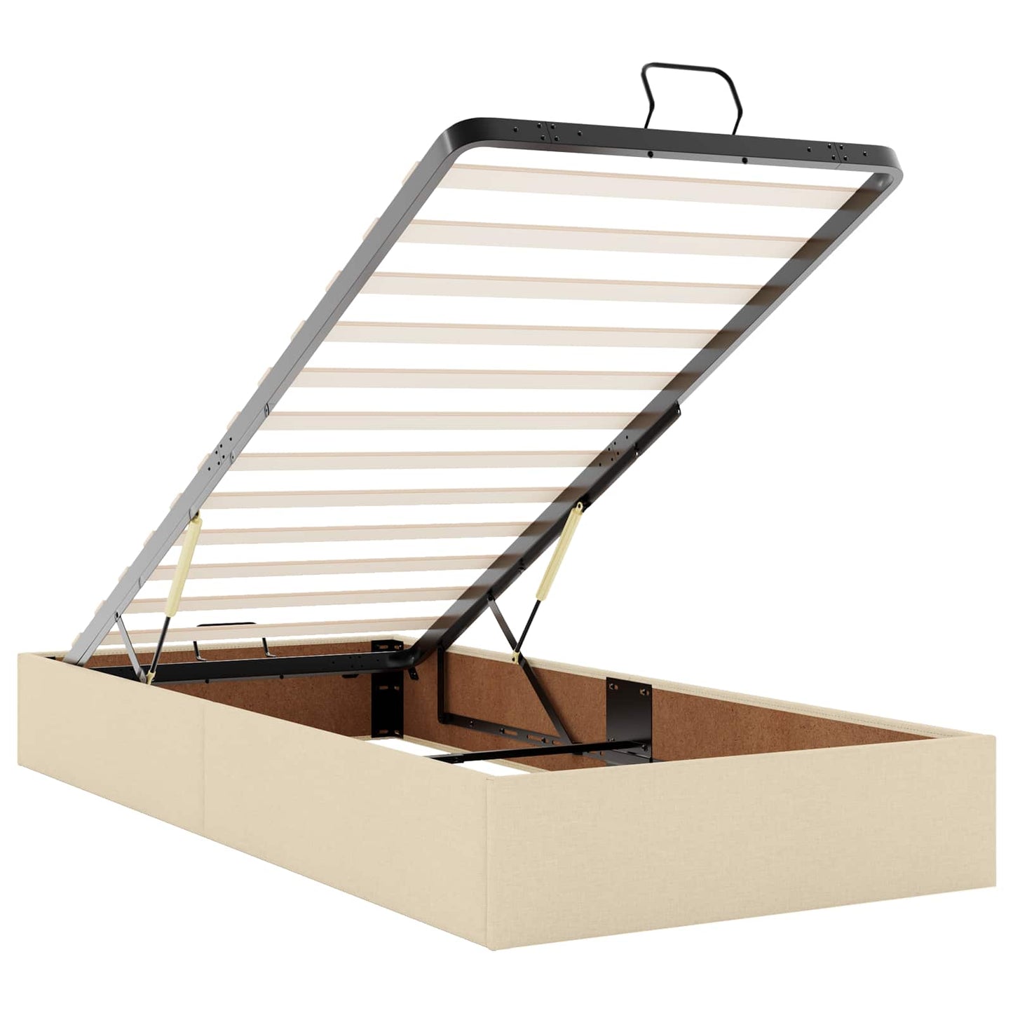 vidaXL Κρεβάτι Ottoman με στρώμα με κεφαλάρι Κρεμ 90 x 190 cm Ύφασμα