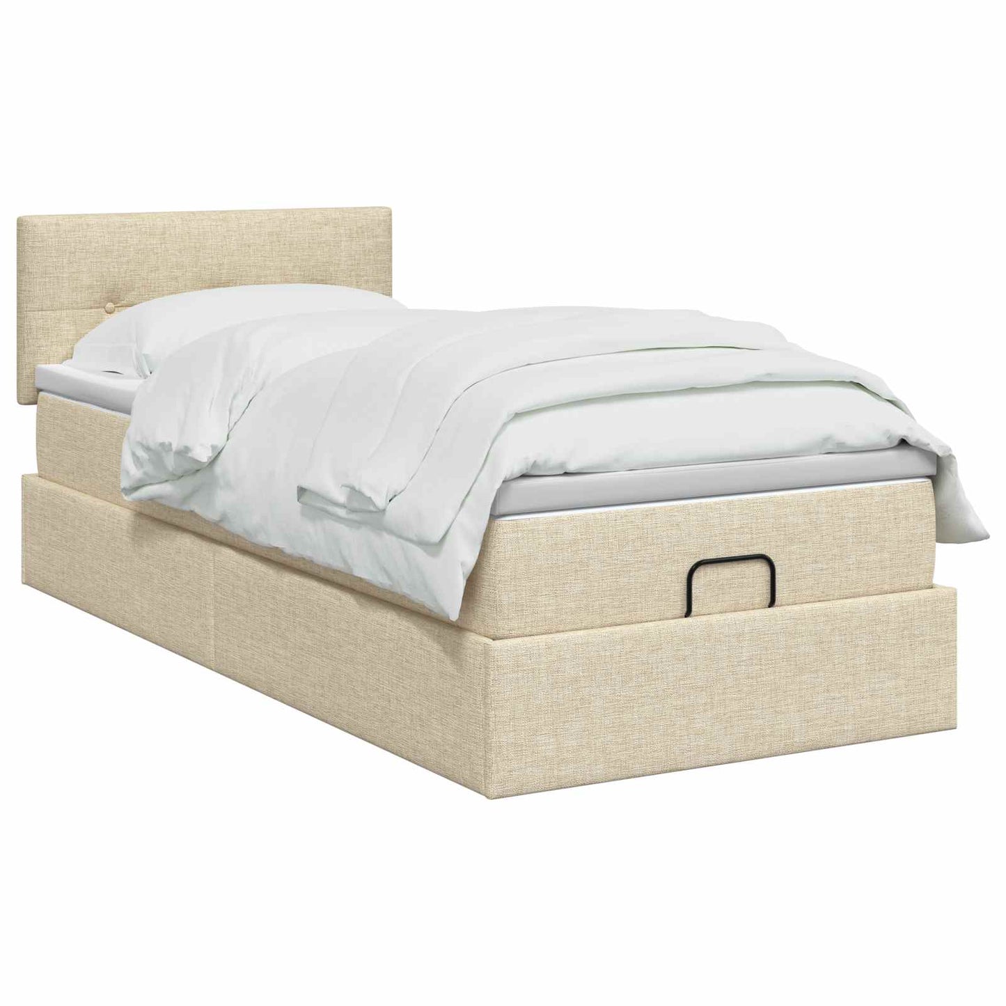 vidaXL Κρεβάτι Ottoman με στρώμα με κεφαλάρι Κρεμ 90 x 190 cm Ύφασμα