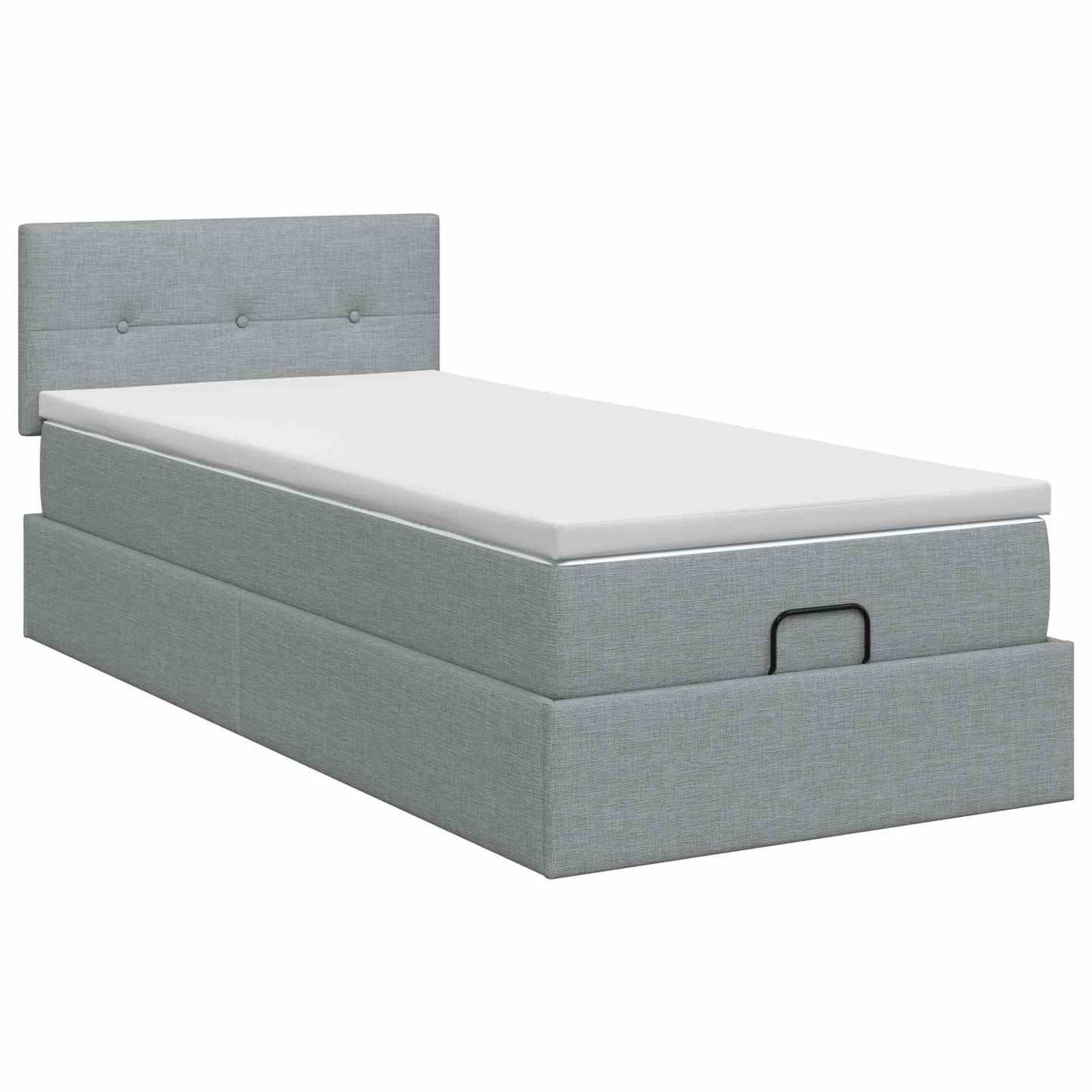 vidaXL Κρεβάτι Ottoman με στρώμα Ανοιχτό γκρι 90 x 200 cm Ύφασμα