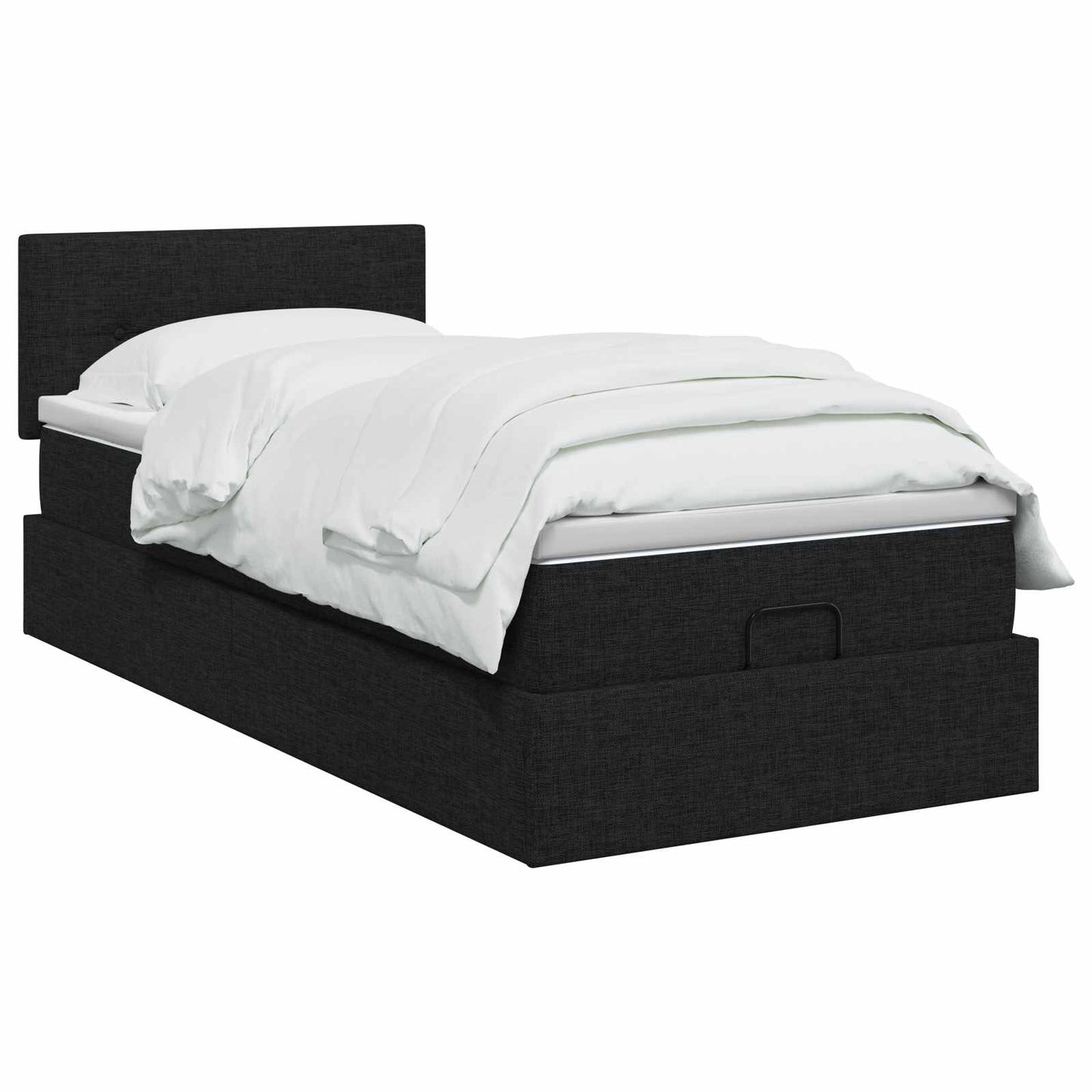 vidaXL Κρεβάτι Ottoman με στρώμα με κεφαλάρι Μαύρο 90 x 200 cm Ύφασμα