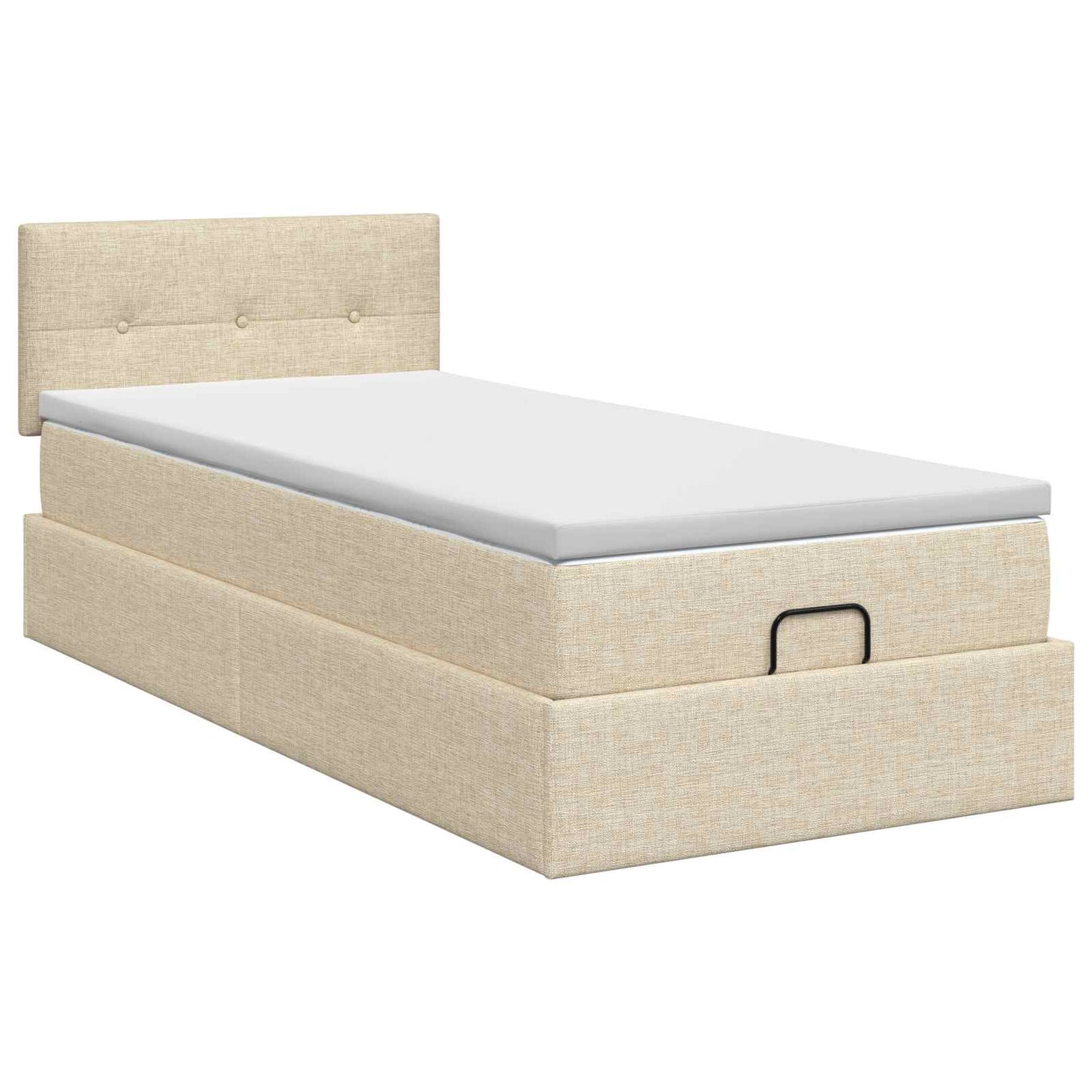 vidaXL Κρεβάτι Ottoman με στρώμα με κεφαλάρι Κρεμ 90 x 200 cm Ύφασμα