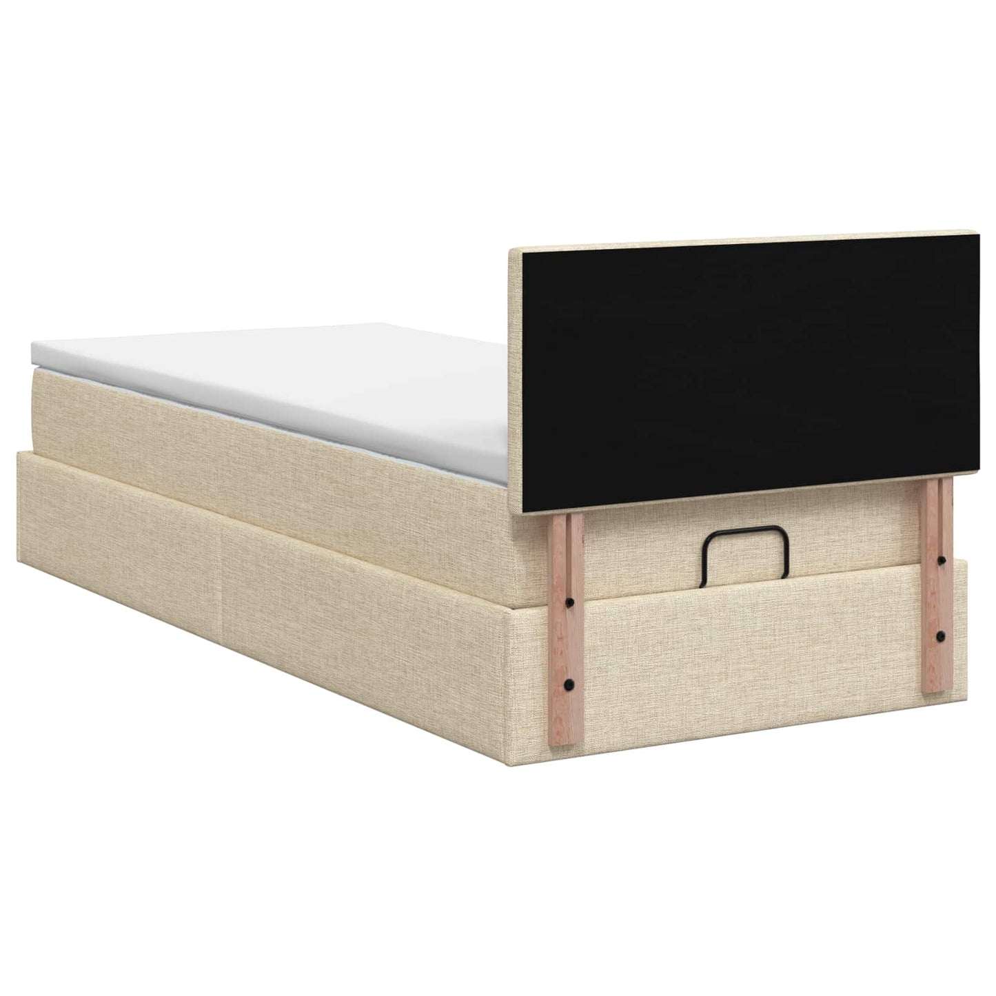 vidaXL Κρεβάτι Ottoman με στρώμα με κεφαλάρι Κρεμ 90 x 200 cm Ύφασμα