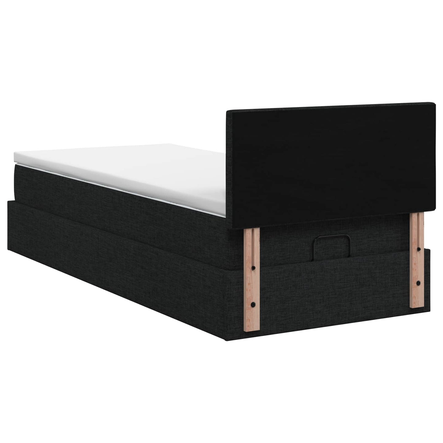 vidaXL Κρεβάτι Ottoman με στρώμα με κεφαλάρι Μαύρο 100 x 200 cm Ύφασμα