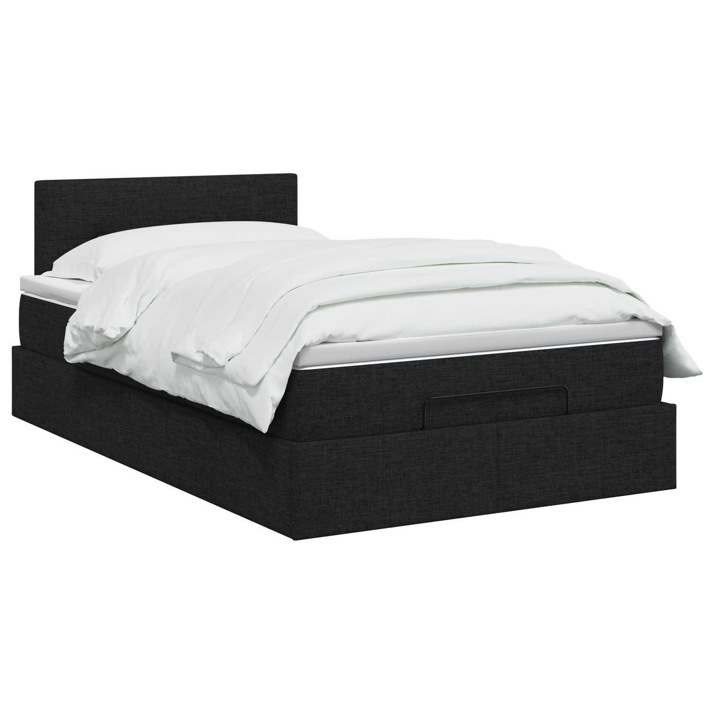 vidaXL Κρεβάτι Ottoman με στρώμα με κεφαλάρι Μαύρο 120 x 190 cm Ύφασμα
