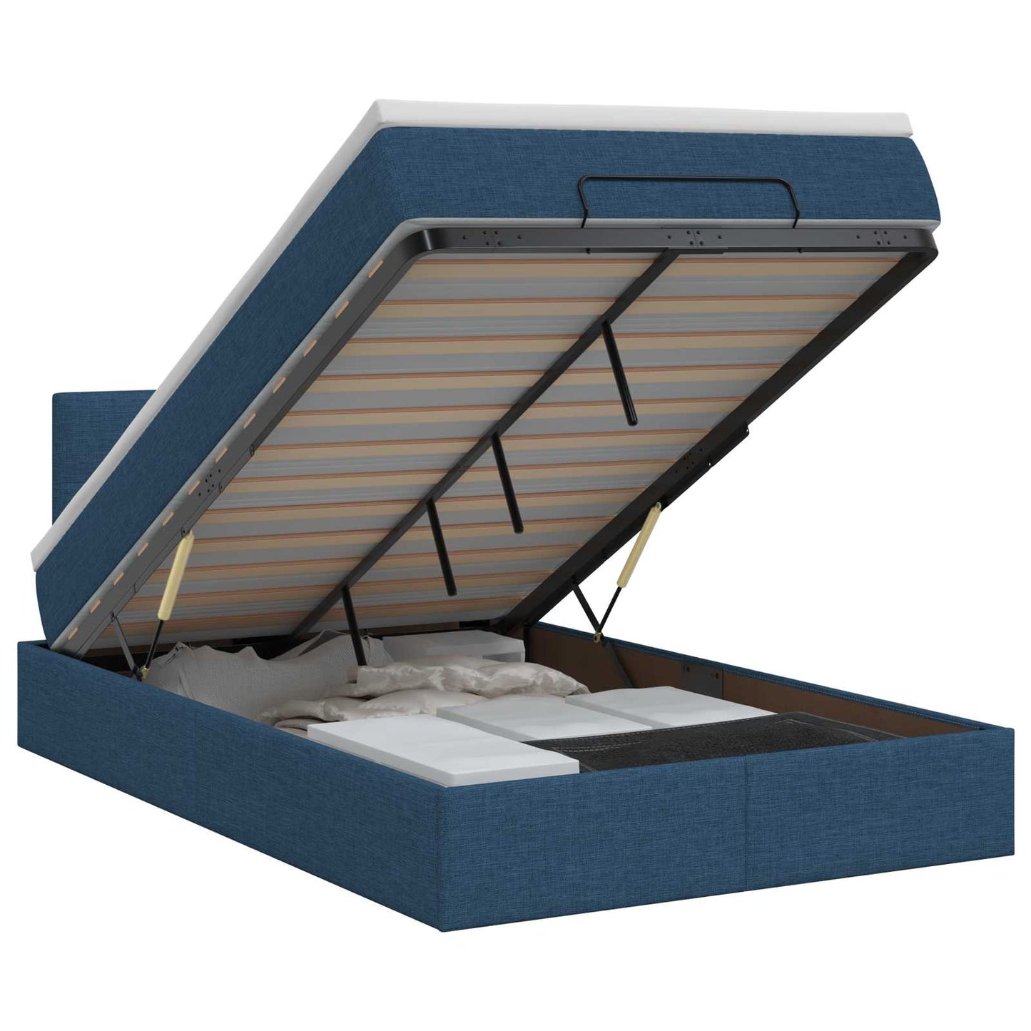 vidaXL Κρεβάτι Ottoman με στρώμα με κεφαλάρι Μπλε 120 x 200 cm Ύφασμα