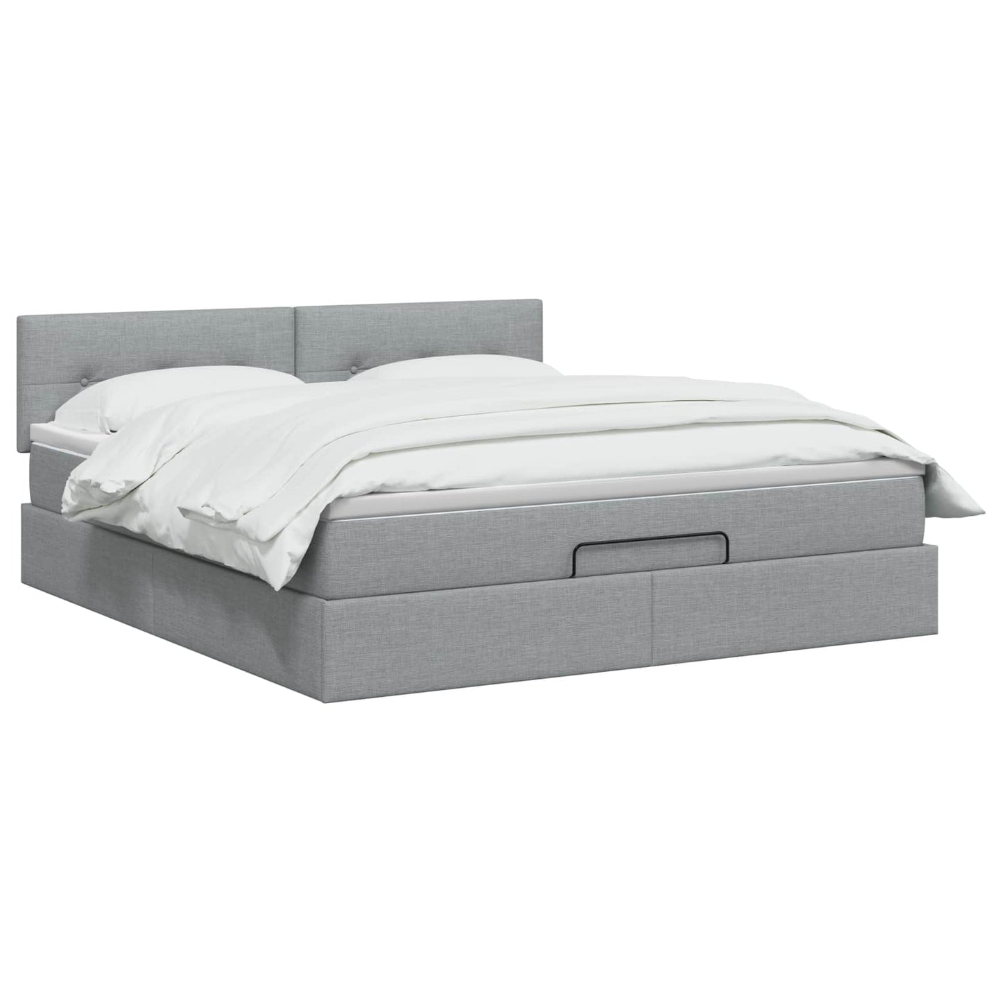 vidaXL Κρεβάτι Ottoman με στρώμα Ανοιχτό γκρι 140 x 200 cm Ύφασμα