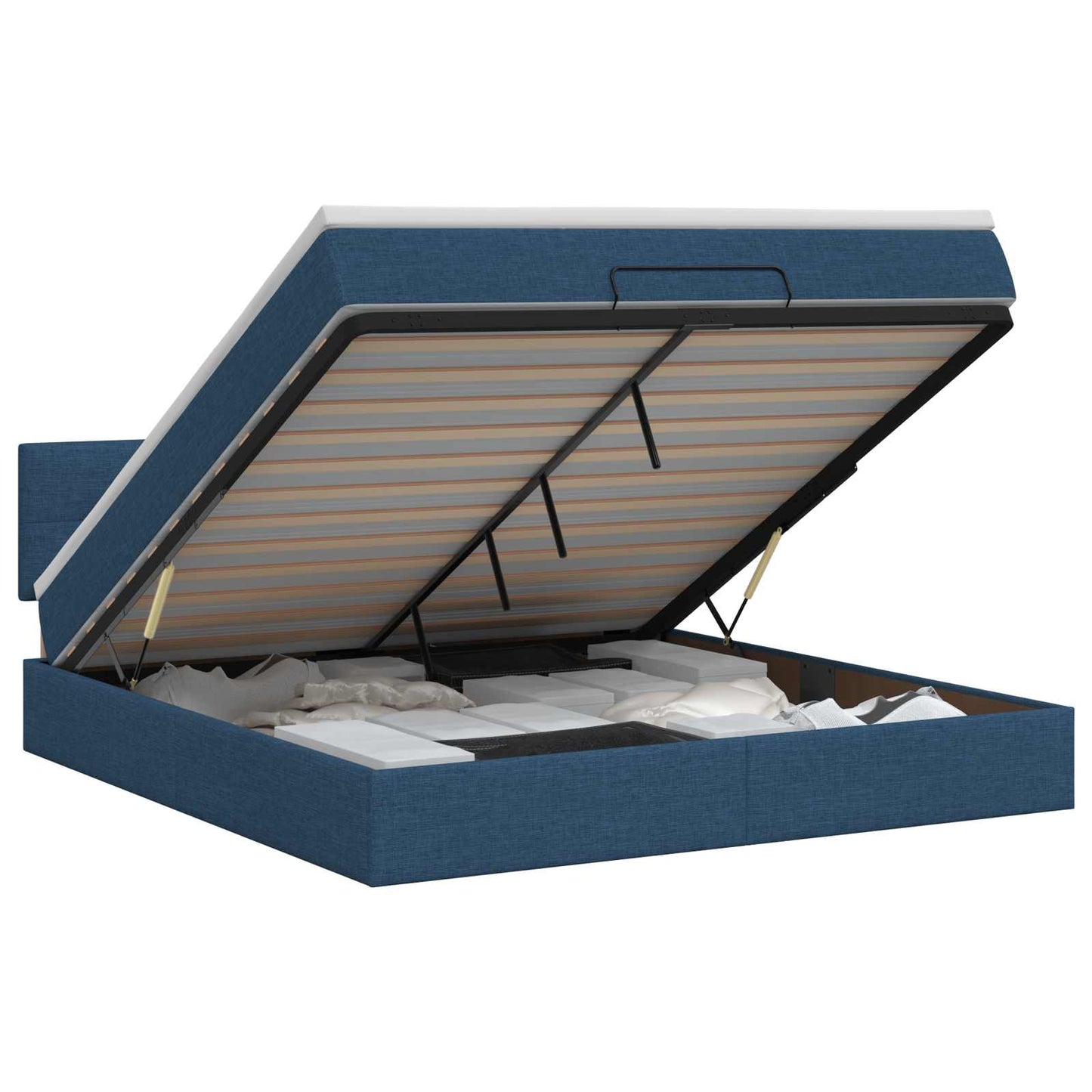 vidaXL Κρεβάτι Ottoman με στρώμα με κεφαλάρι Μπλε 140 x 200 cm Ύφασμα
