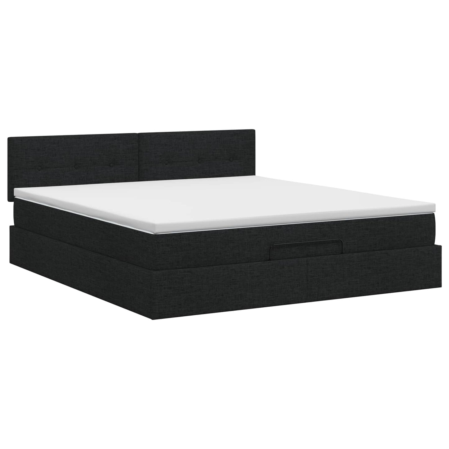 vidaXL Κρεβάτι Ottoman με στρώμα με κεφαλάρι Μαύρο 180 x 200 cm Ύφασμα