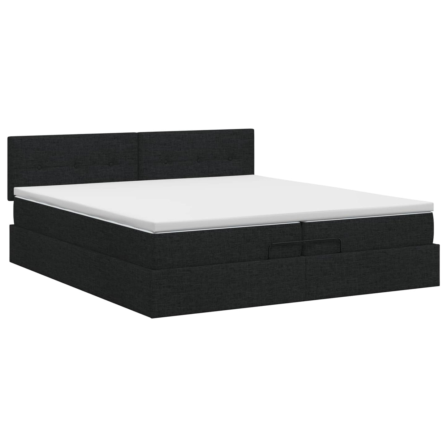vidaXL Κρεβάτι Ottoman με στρώμα με κεφαλάρι Μαύρο 200 x 200 cm Ύφασμα