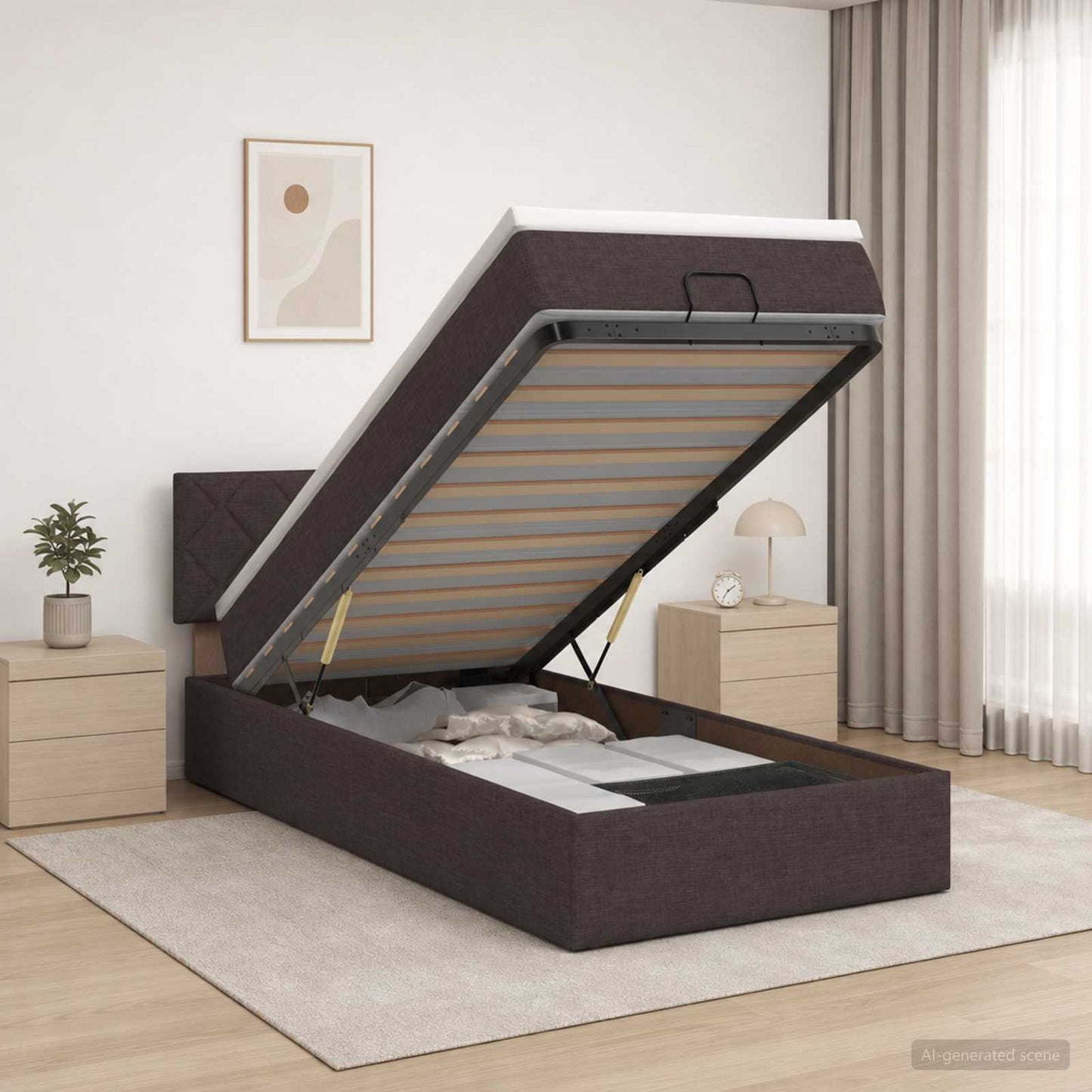 vidaXL Κρεβάτι Ottoman με στρώμα Σκούρο Καφέ 80 x 200 cm Ύφασμα