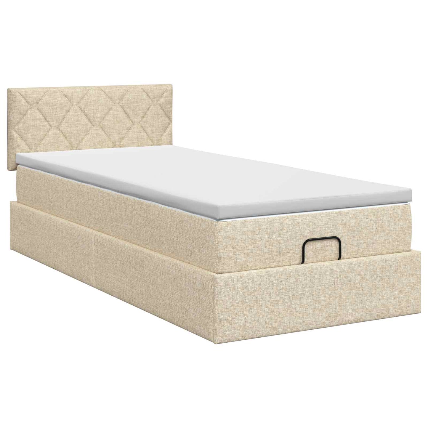 vidaXL Κρεβάτι Ottoman με στρώμα με κεφαλάρι Κρεμ 90 x 190 cm Ύφασμα