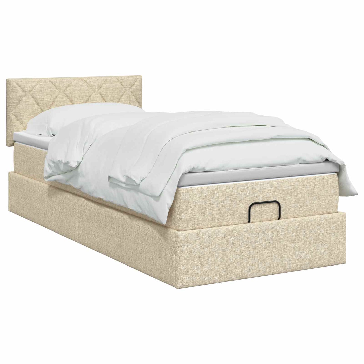 vidaXL Κρεβάτι Ottoman με στρώμα με κεφαλάρι Κρεμ 100 x 200 cm Ύφασμα